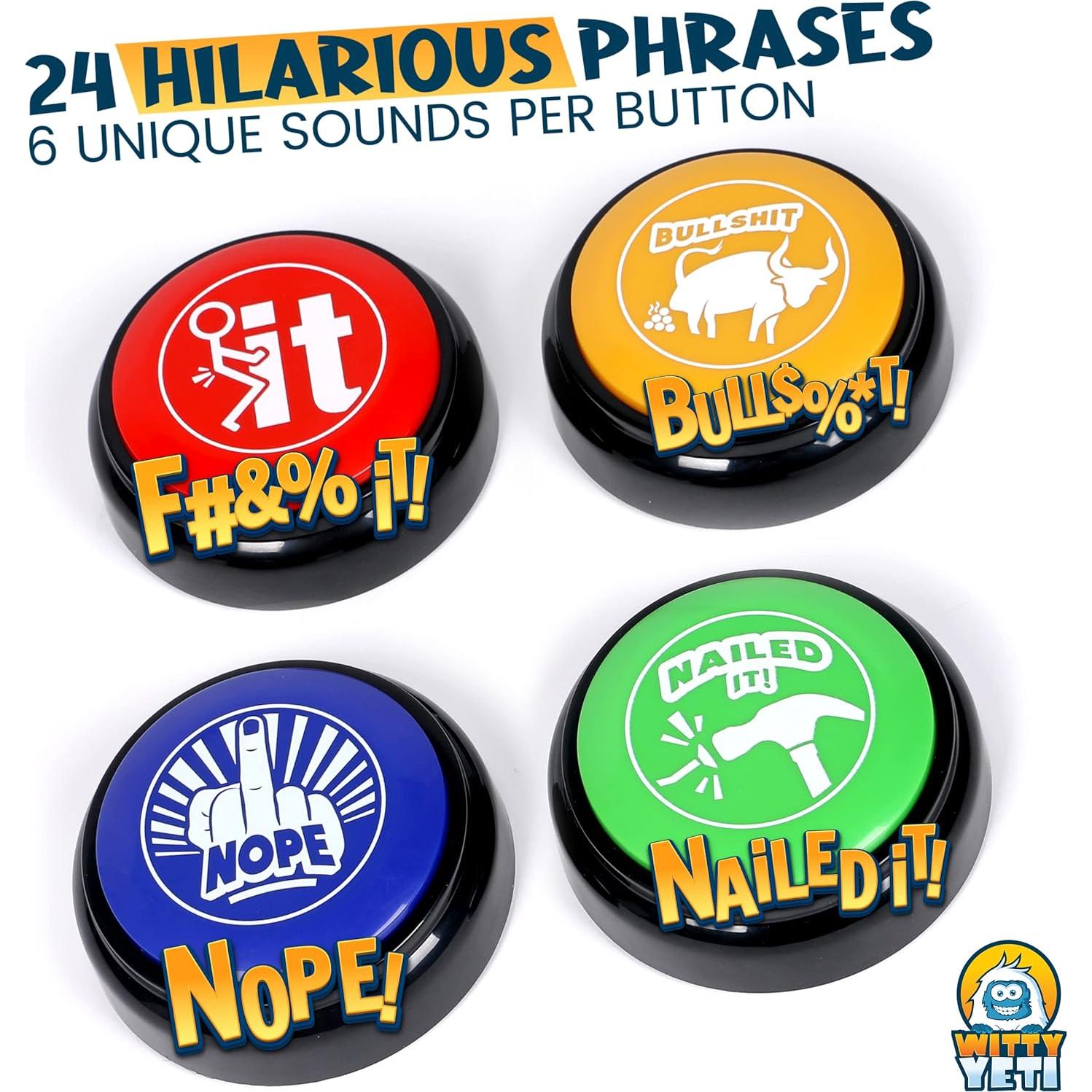 Botones Hablantes Witty Yeti 4 PK - 24 Frases Divertidas