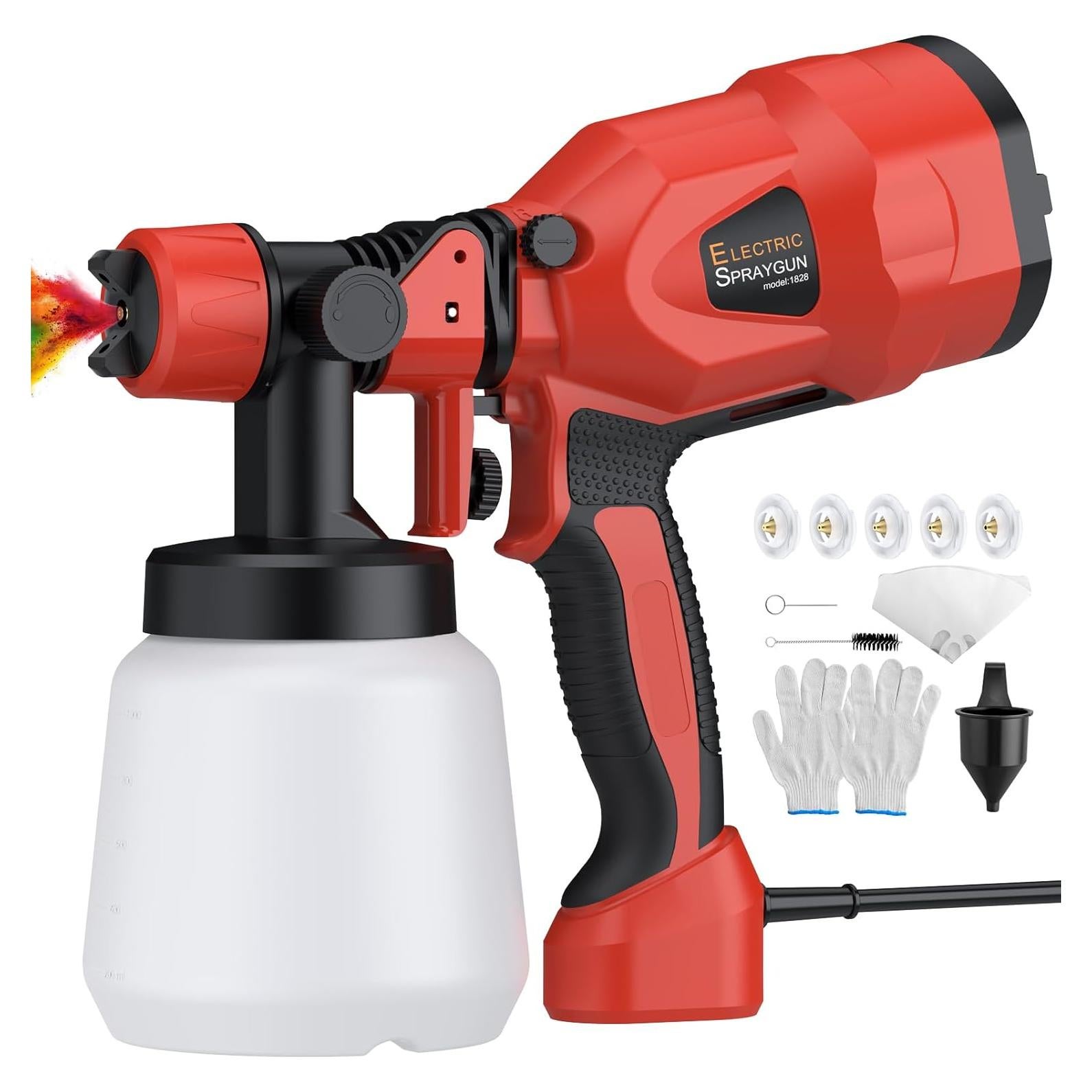 Pulverizador de pintura XUNTOP 850W con 5 boquillas y 1000ml