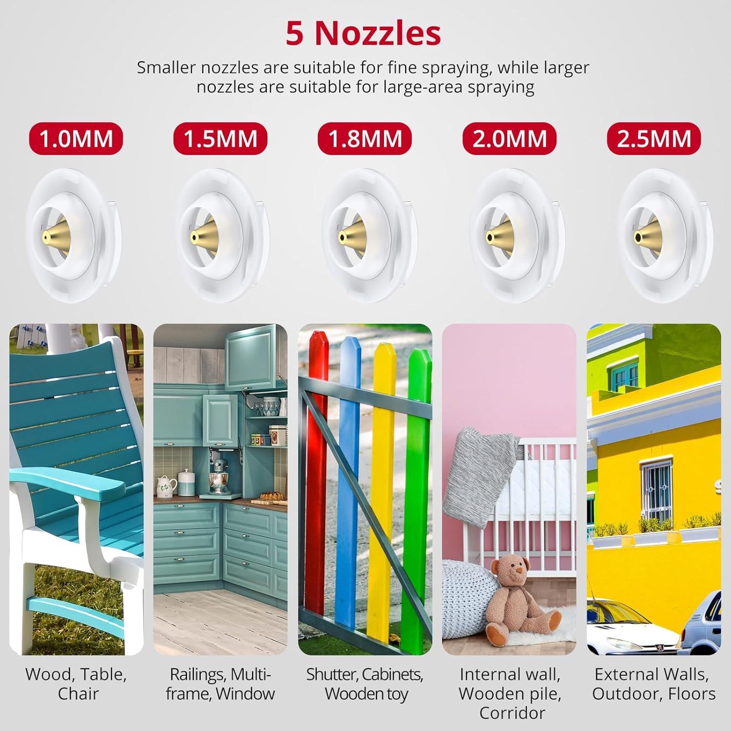 Pulverizador de pintura XUNTOP 850W con 5 boquillas y 1000ml