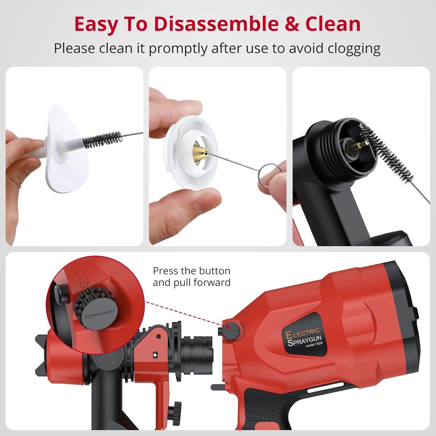 Pulverizador de pintura XUNTOP 850W con 5 boquillas y 1000ml