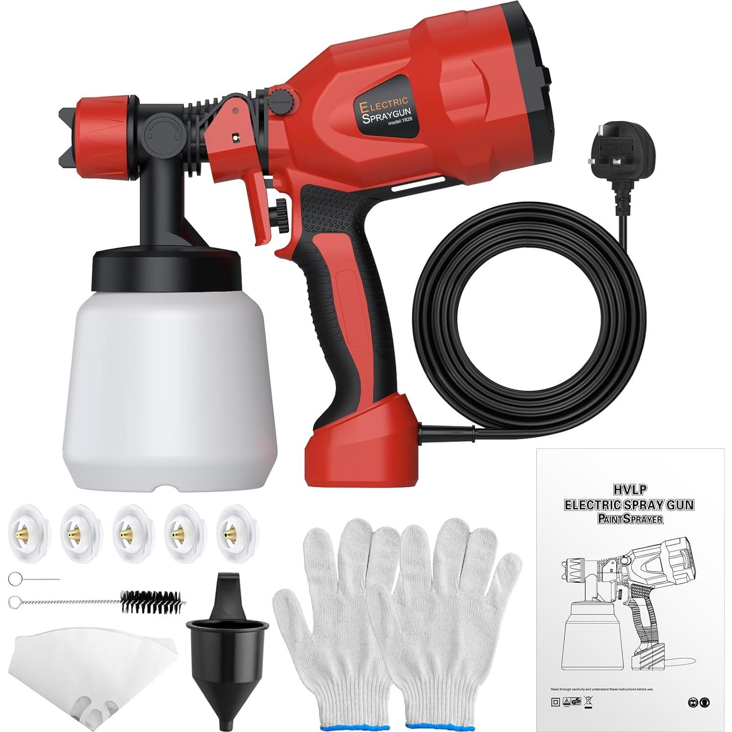 Pulverizador de pintura XUNTOP 850W con 5 boquillas y 1000ml