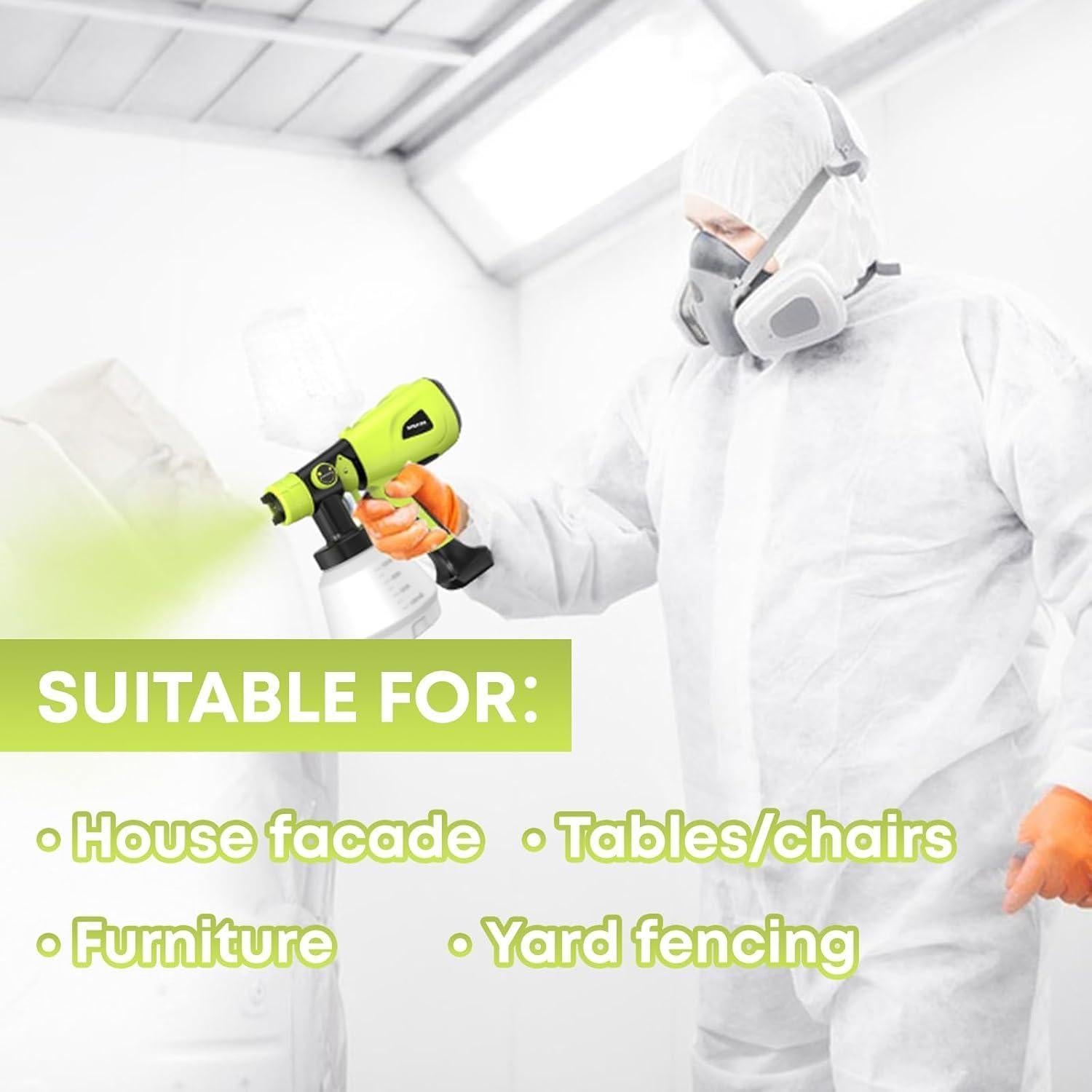 Pistola de Pintura Eléctrica LESONJOY 1000W Verde con 4 Boquillas