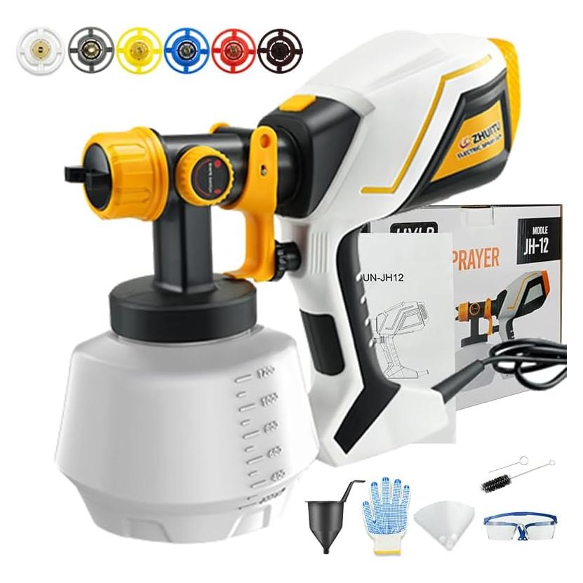 Pistola de Pintura Eléctrica ZHUITU 1000W 1200ml 6 Boquillas