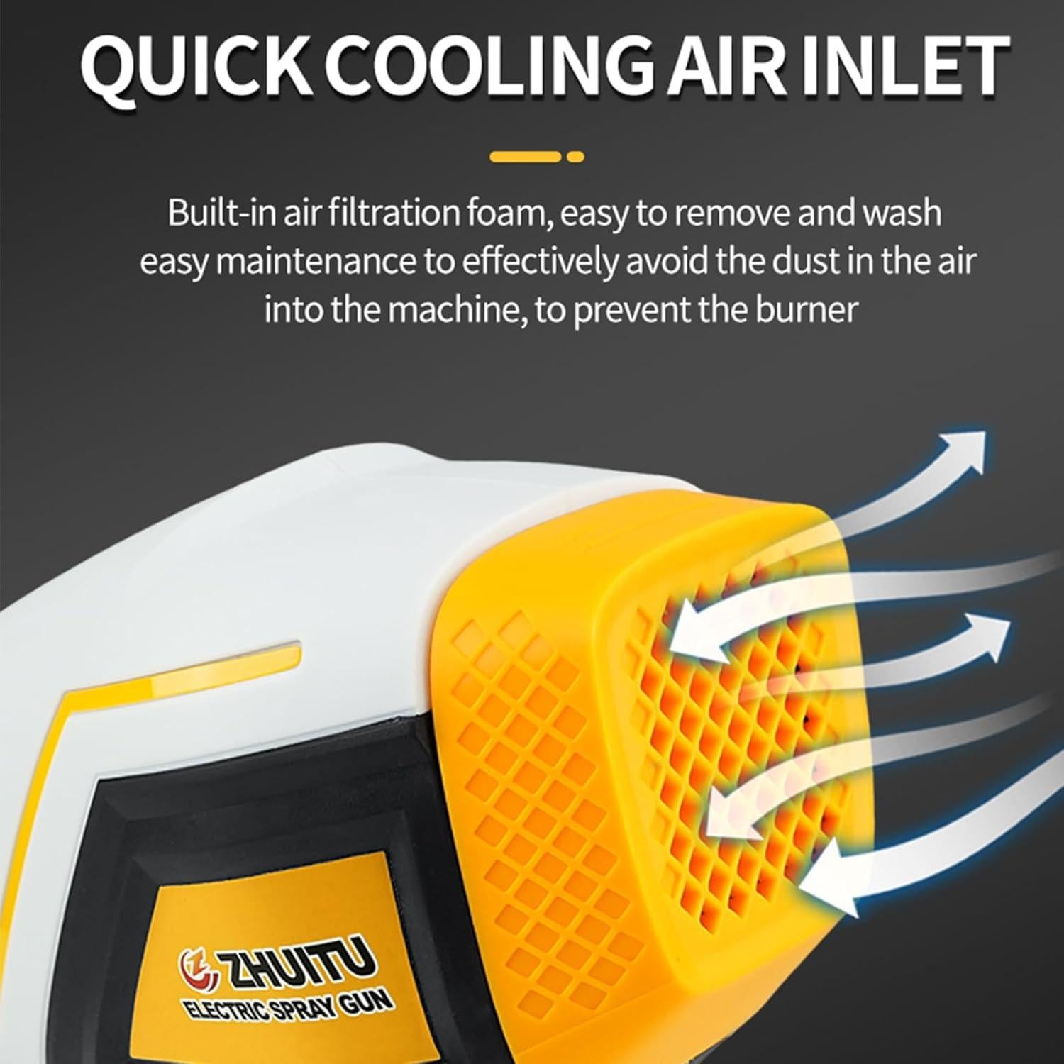 Pistola de Pintura Eléctrica ZHUITU 1000W 1200ml 6 Boquillas