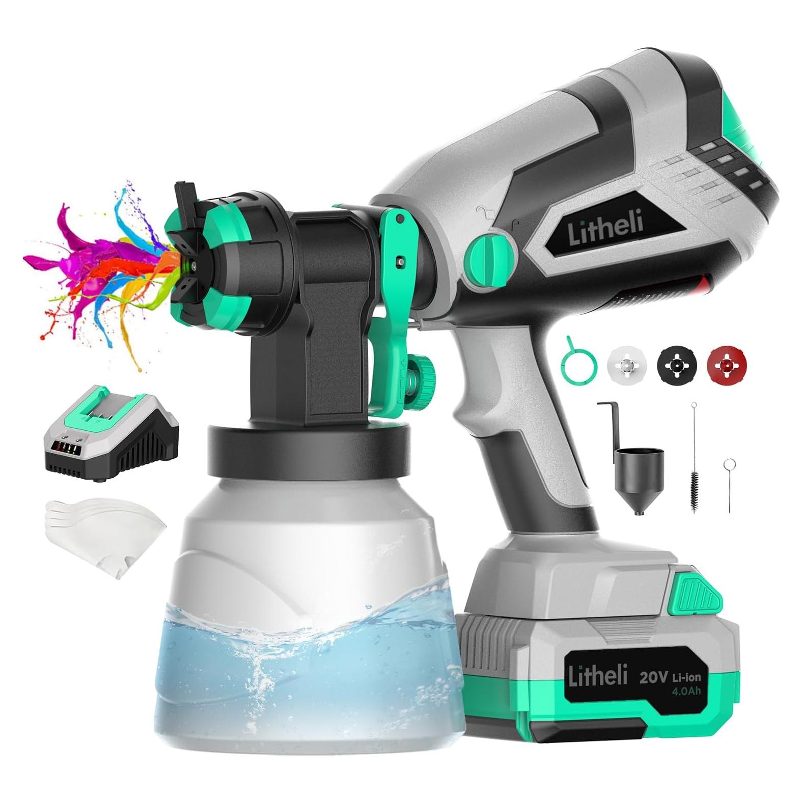 Pulverizador de Pintura Inalámbrico Litheli 20V 4.0Ah HVLP 1000ml
