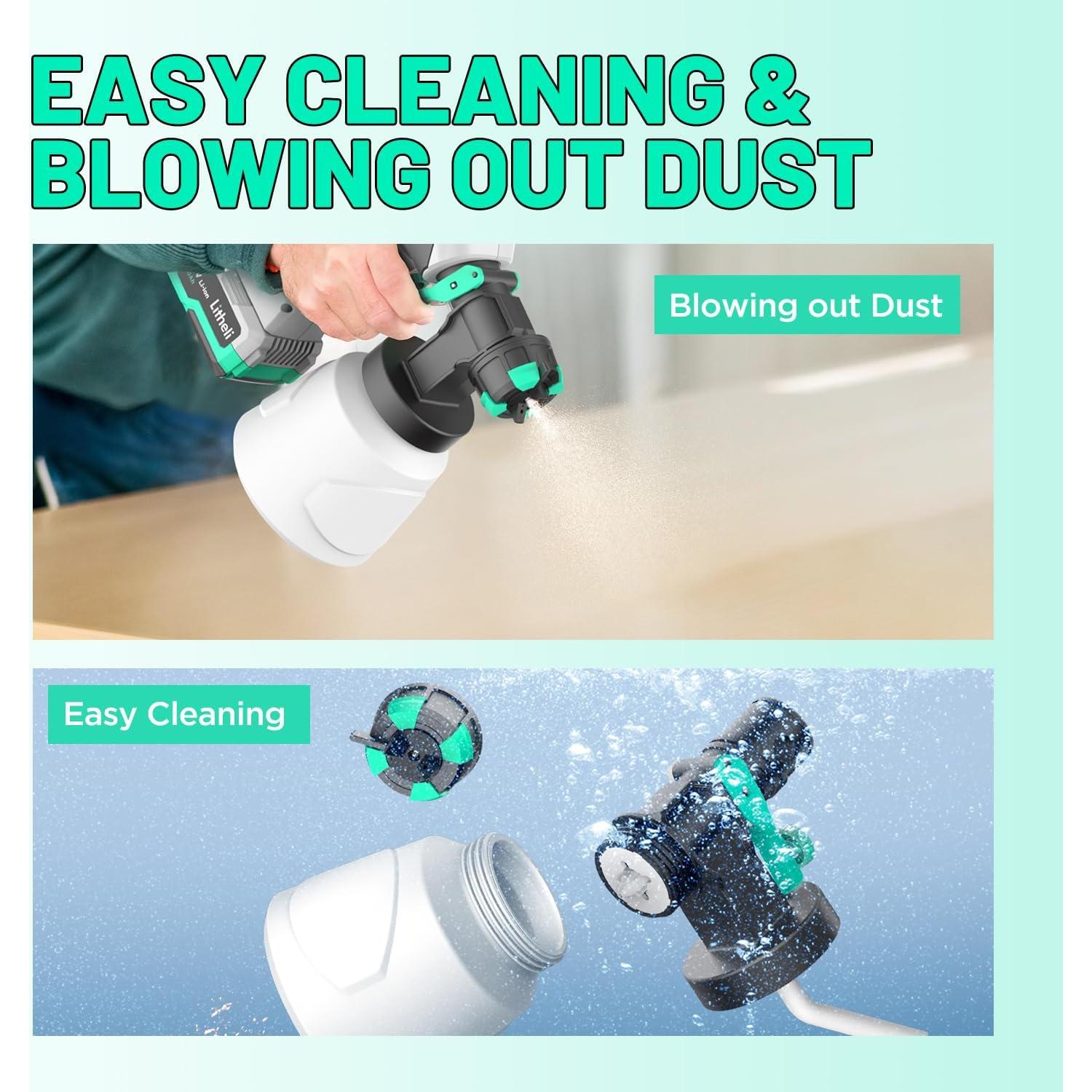 Pulverizador de Pintura Inalámbrico Litheli 20V 4.0Ah HVLP 1000ml