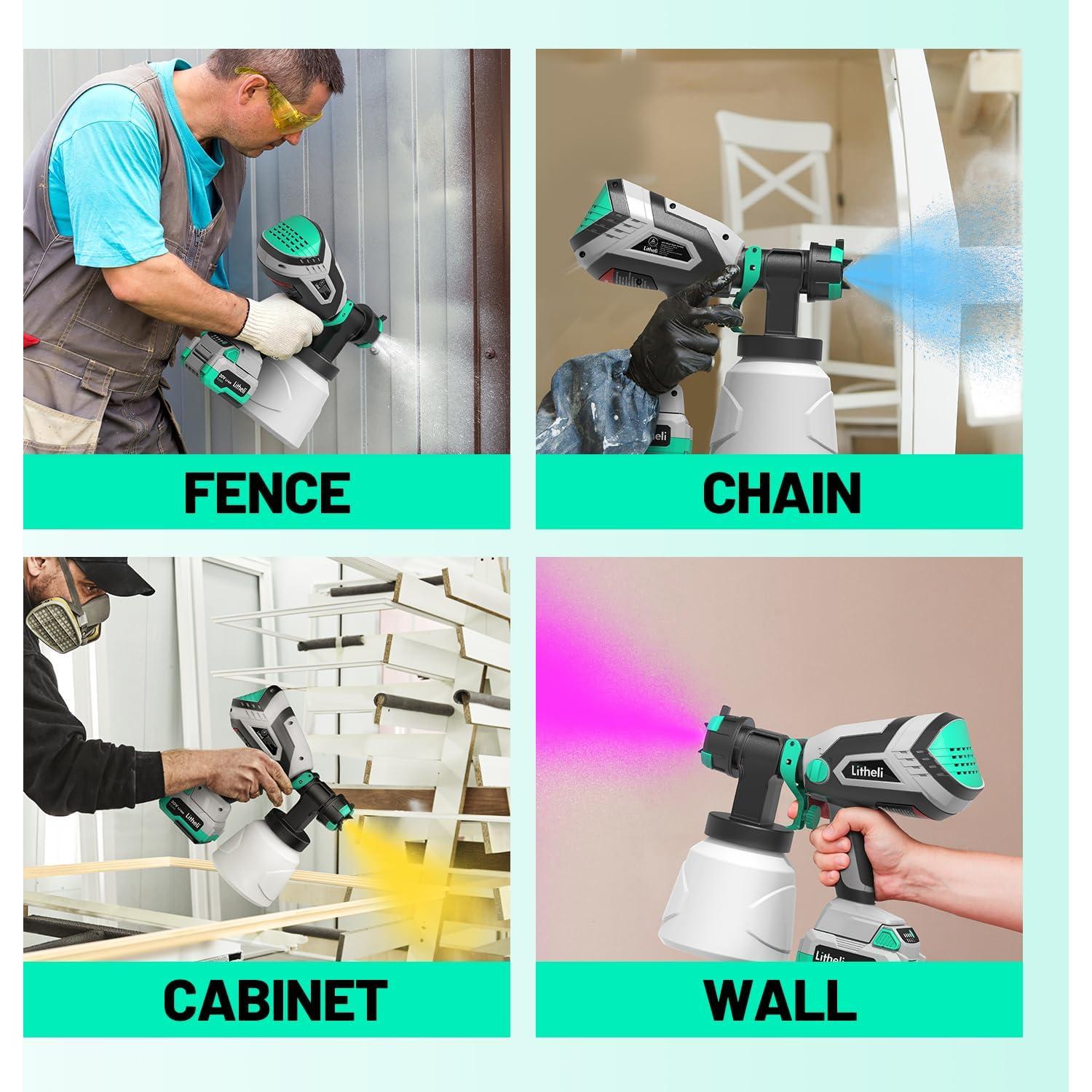 Pulverizador de Pintura Inalámbrico Litheli 20V 4.0Ah HVLP 1000ml