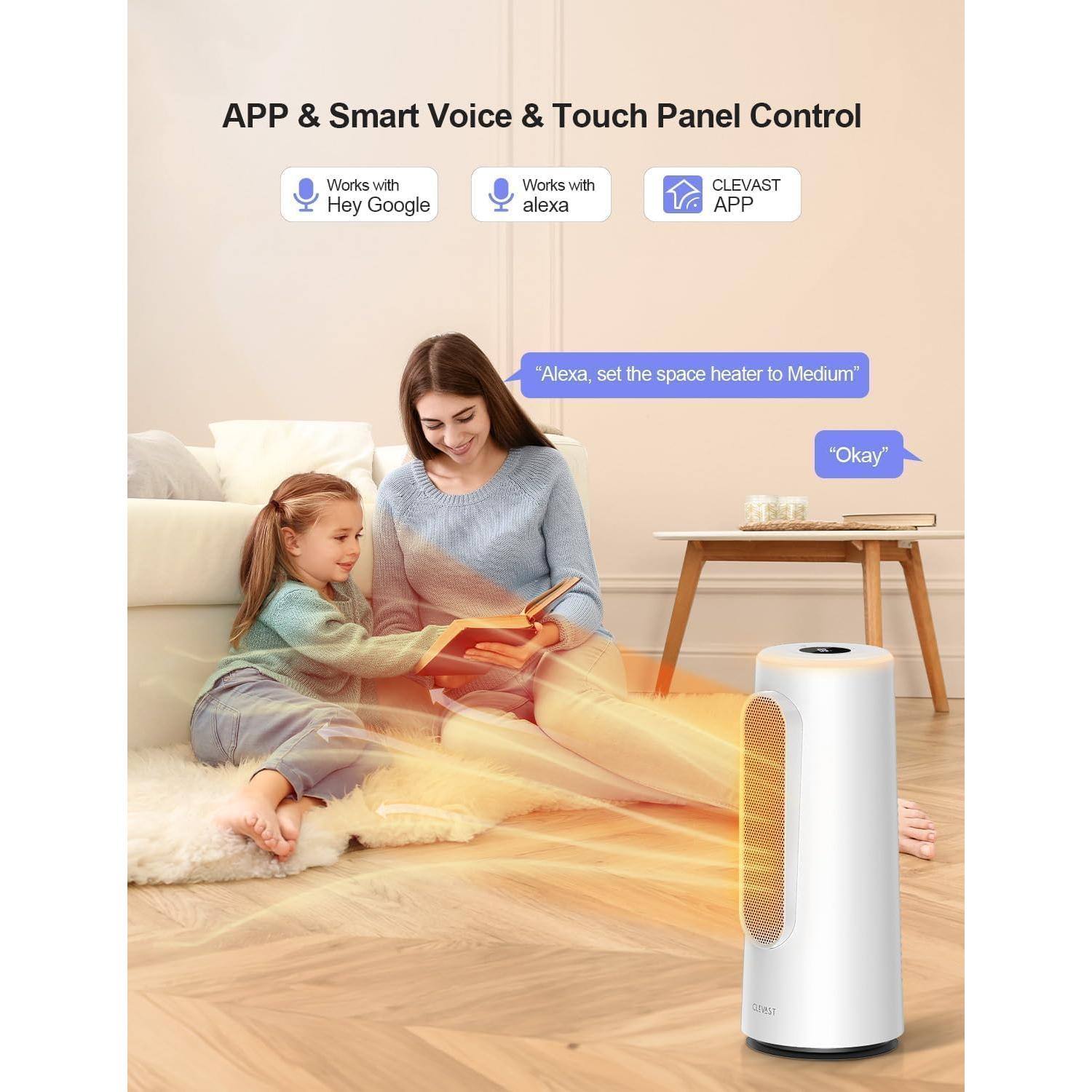 Calefactor Eléctrico CLEVAST CL-EH01 1500W Portátil con App