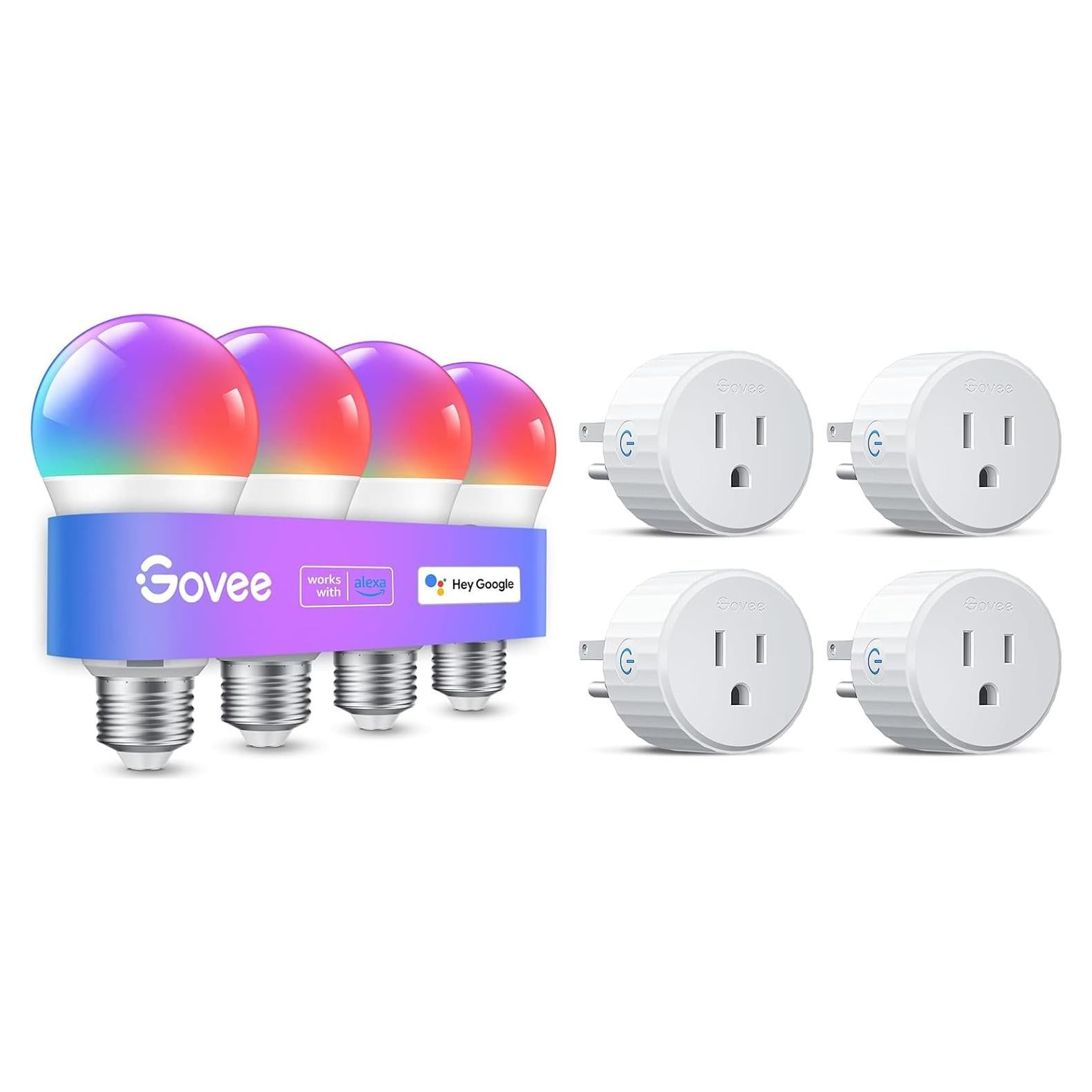 Govee Paquete de 4 Bombillas Inteligentes LED E26 60W Multicolor