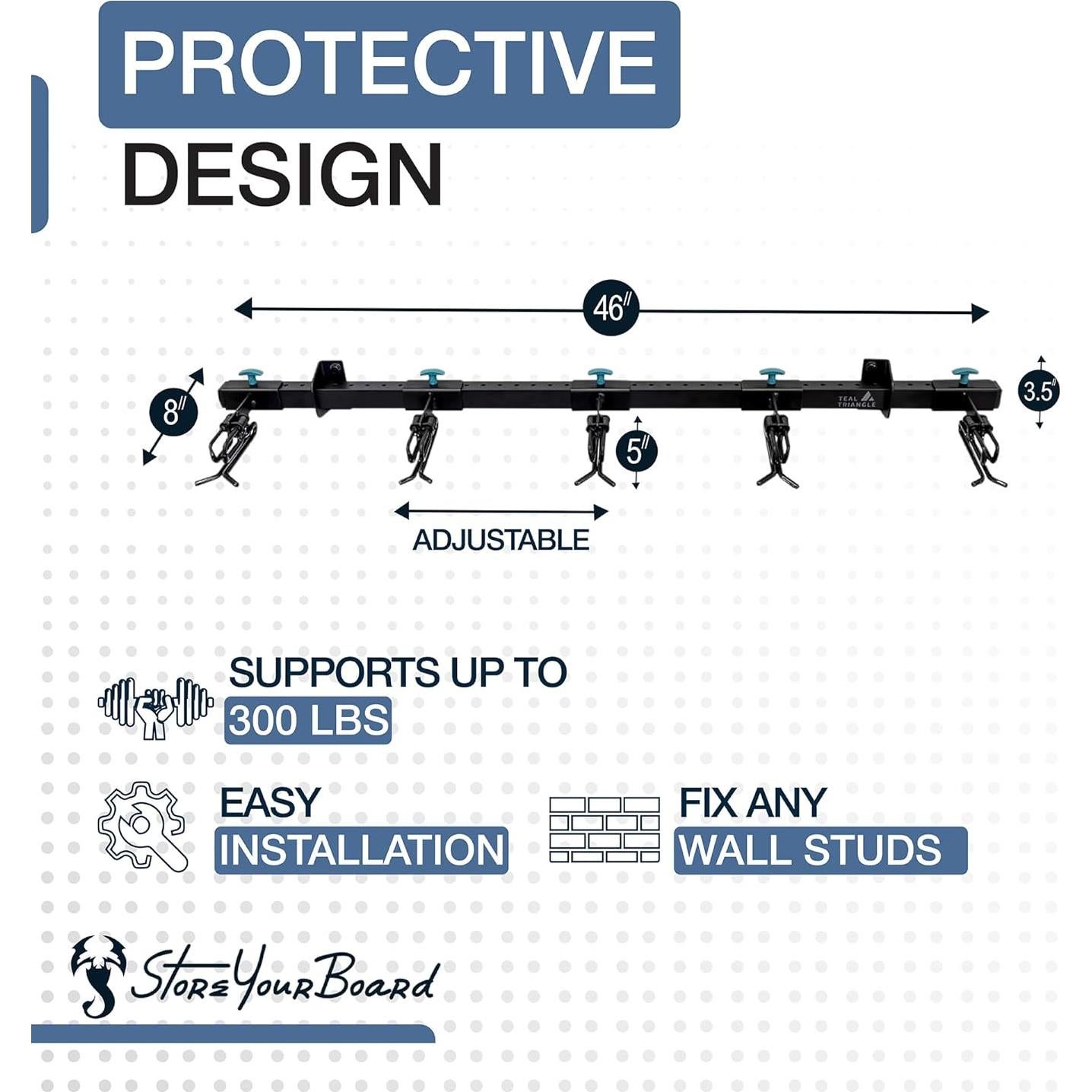 Soporte de Esquí StoreYourBoard para 5 pares, 136 kg, Negro