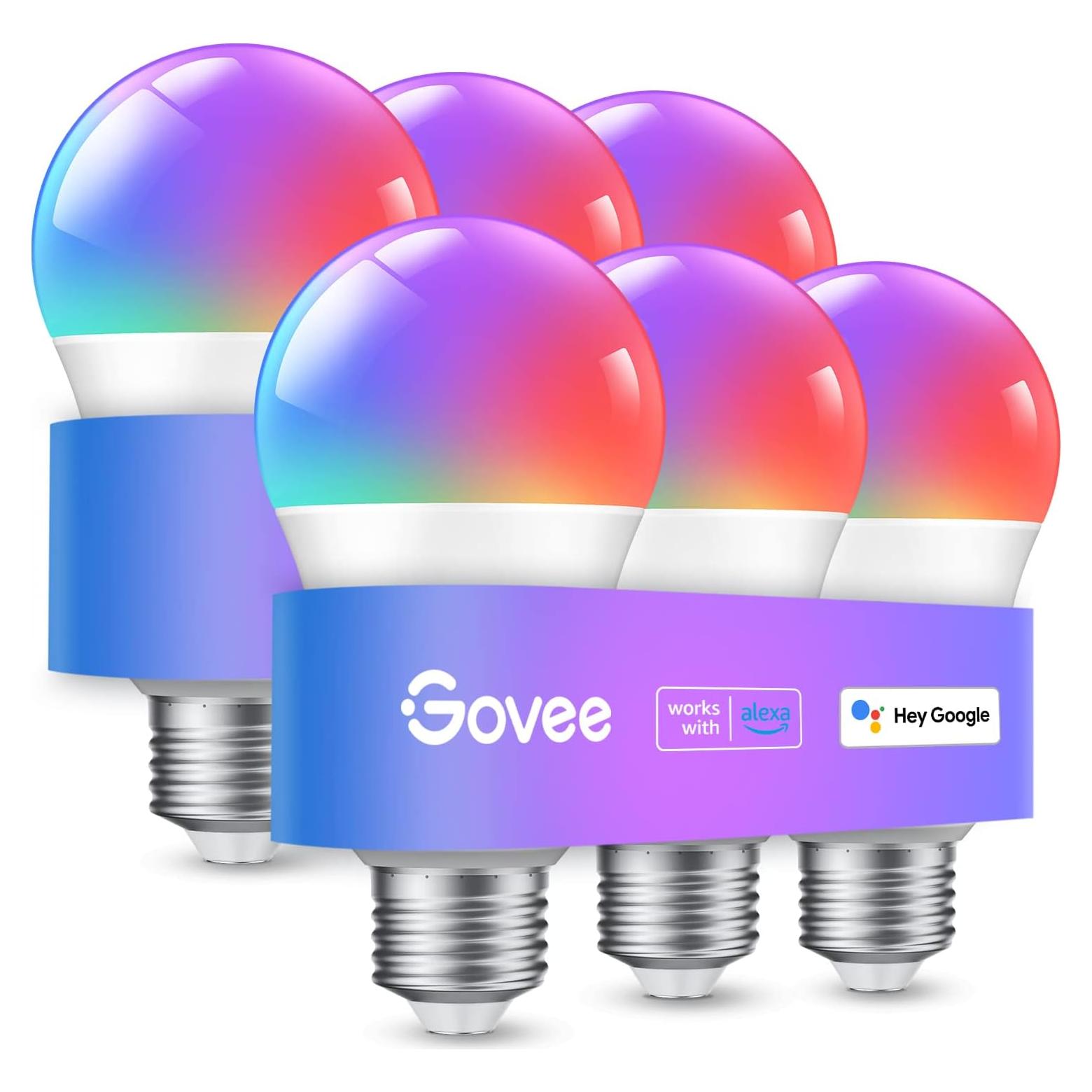 Bombillas Inteligentes Govee H6008 RGBWW, 800 Lúmenes, Paquete de 6