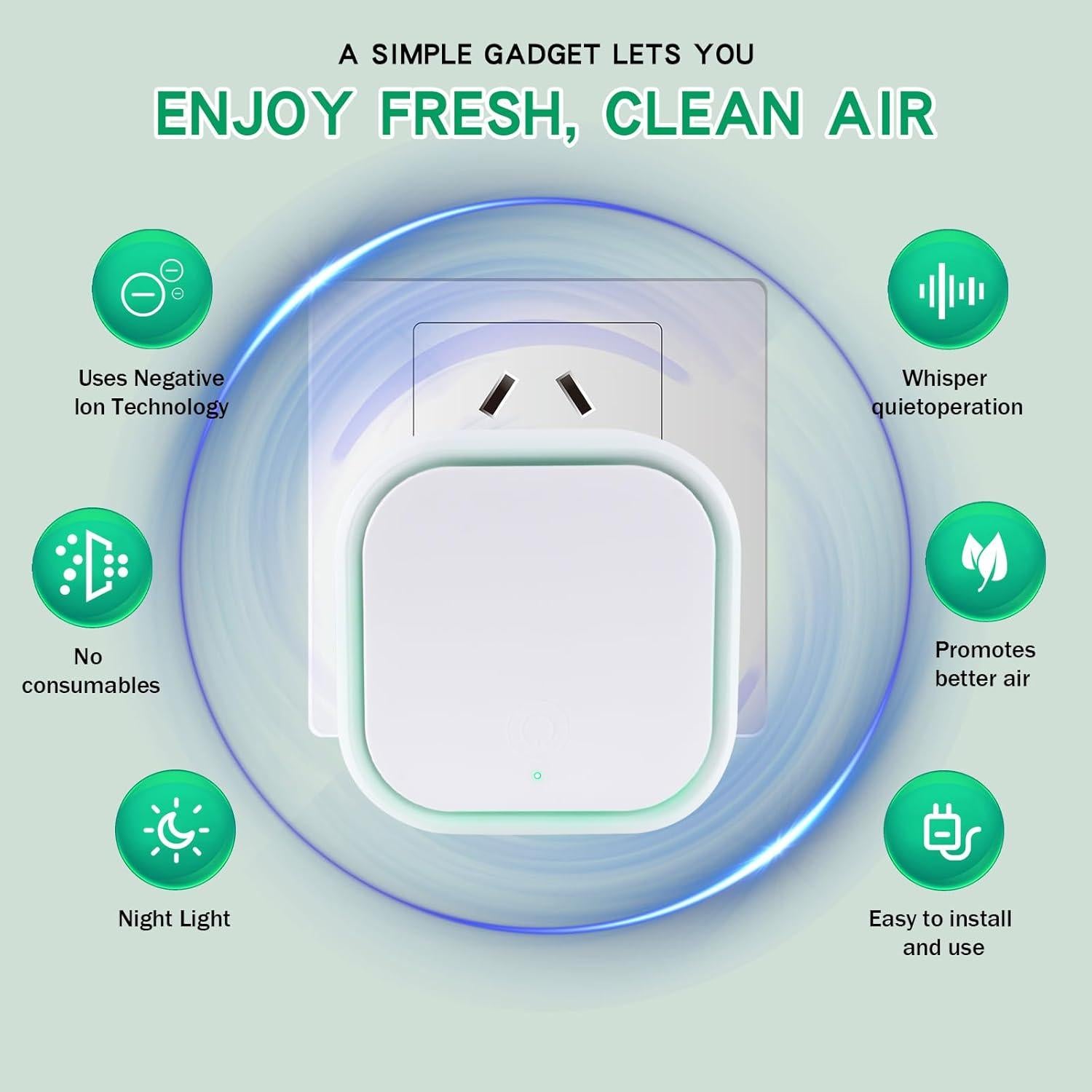 Paquete de 2 Purificadores de Aire Ionizadores W25-02-25 Silenciosos