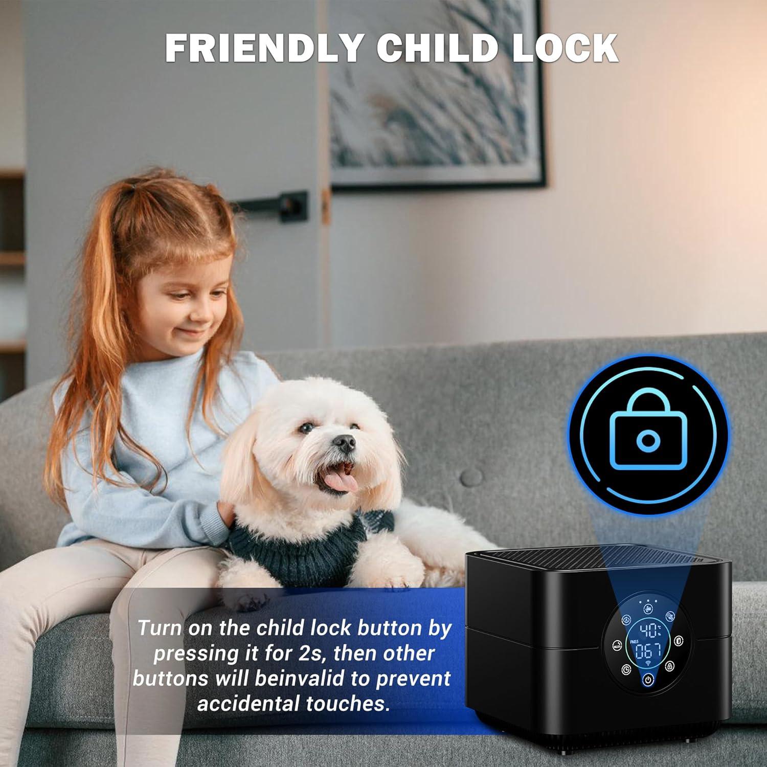 Purificador de Aire POXURIO H13 HEPA con Pantalla PM2.5 55.74 m²