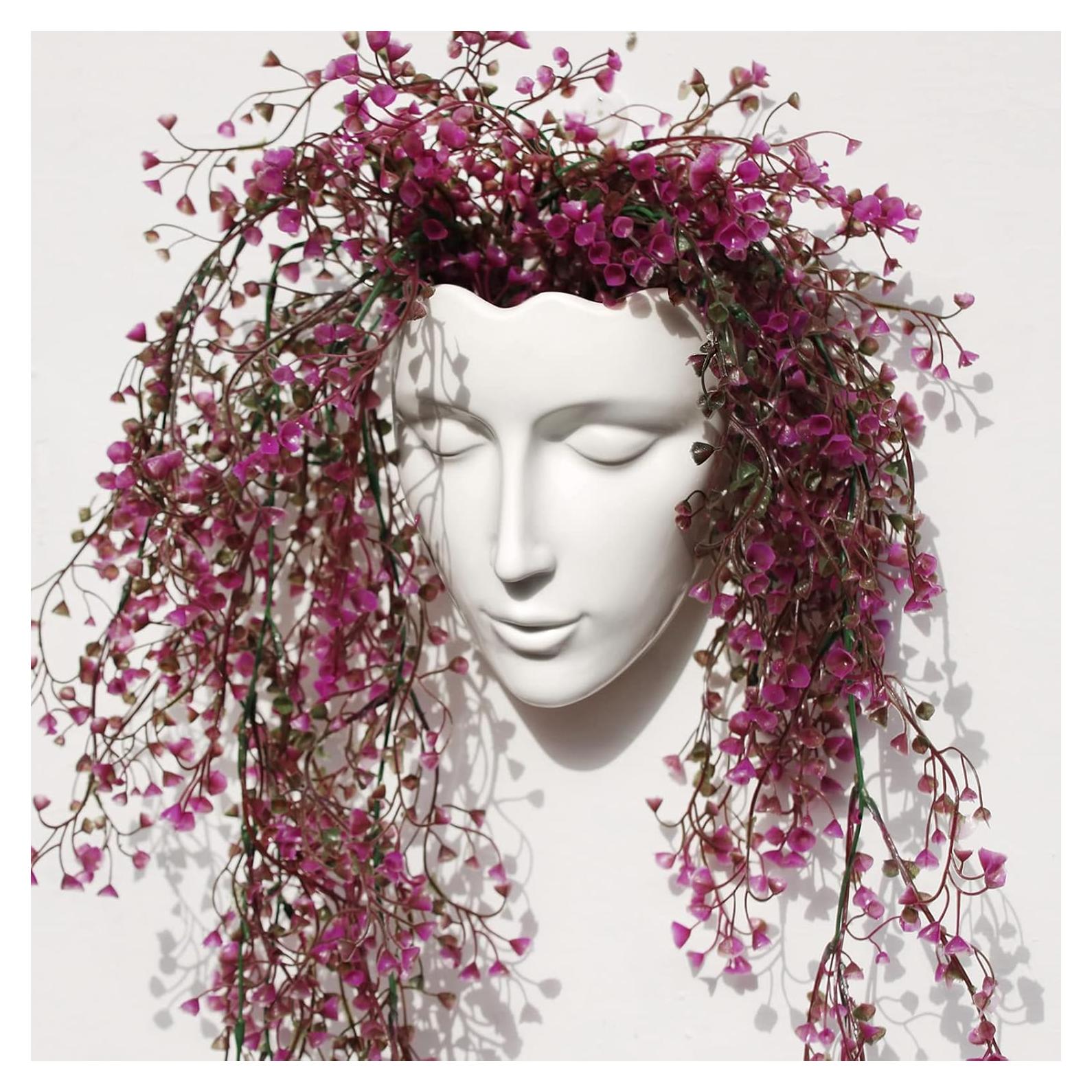 Jarrón de Cerámica Yuccasly en Forma de Cara Blanca 18cm