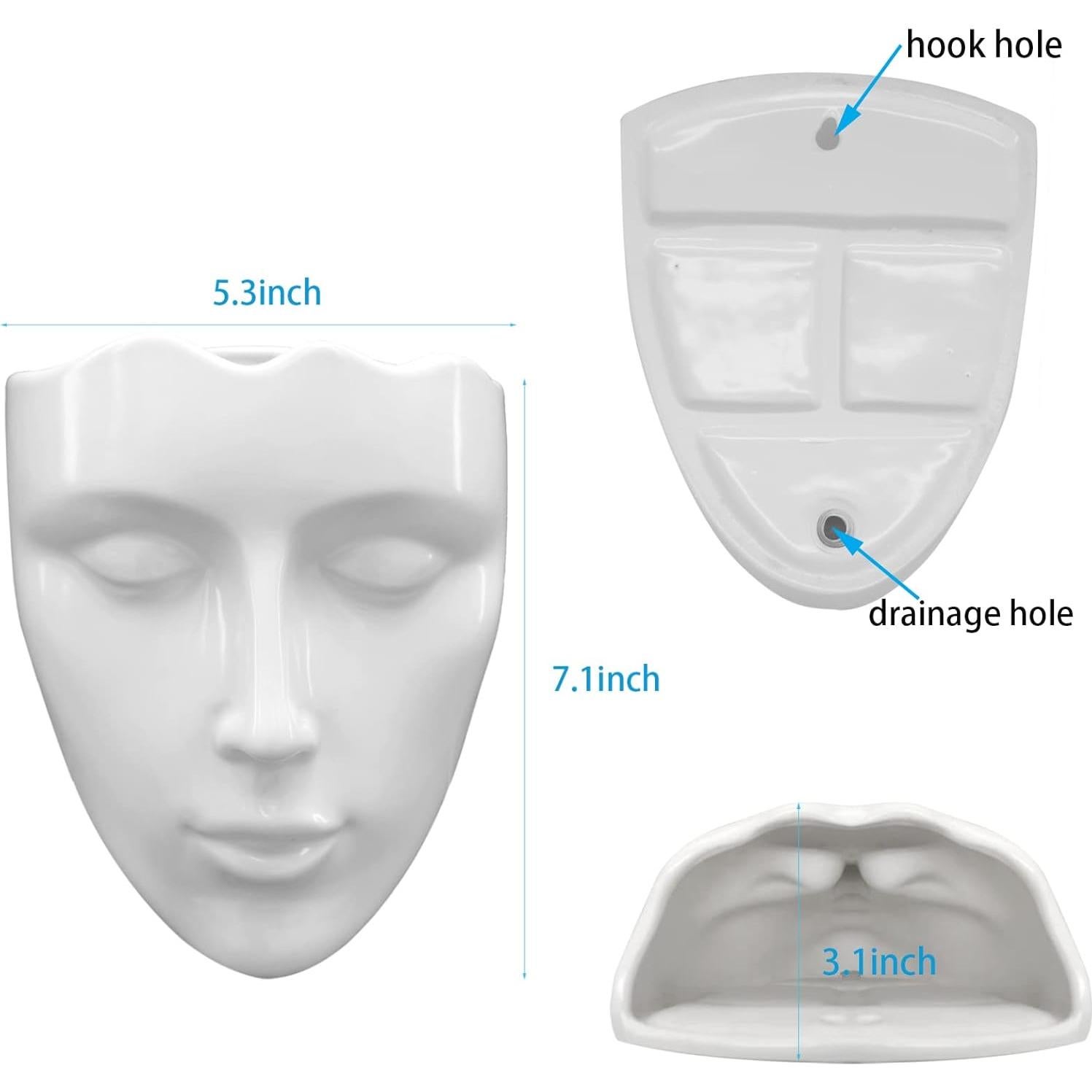 Jarrón de Cerámica Yuccasly en Forma de Cara Blanca 18cm