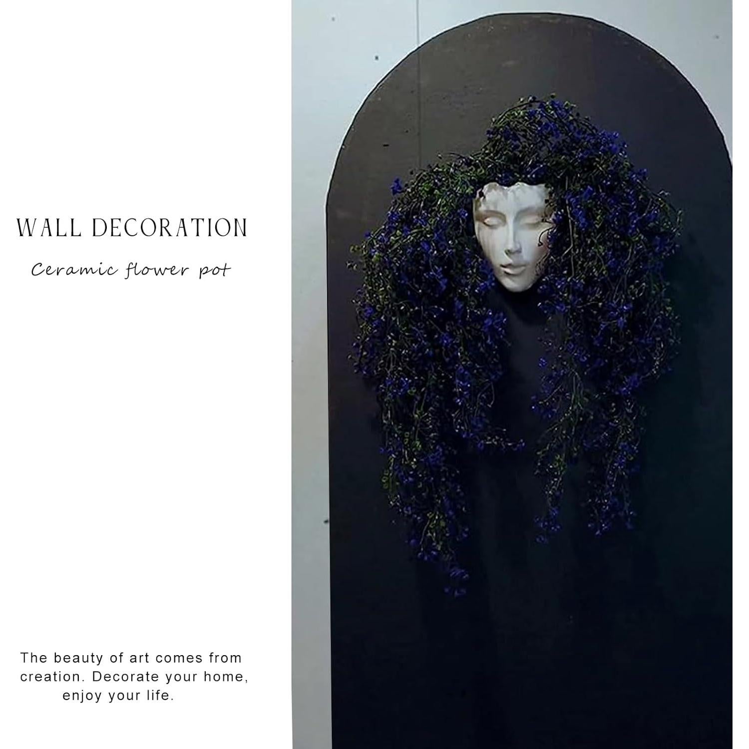 Jarrón de Cerámica Yuccasly en Forma de Cara Blanca 18cm