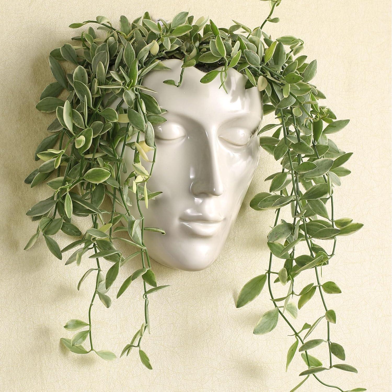 Jarrón de Cerámica Yuccasly en Forma de Cara Blanca 18cm