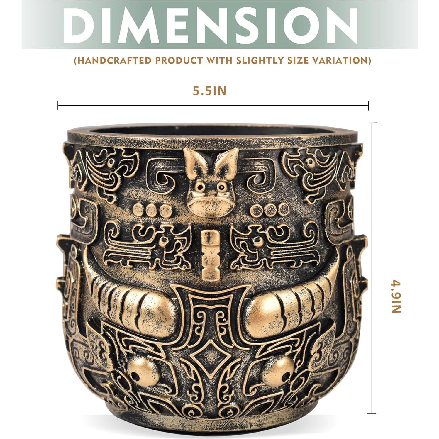 Maceta Tribal Vintage Midogaigai 14 cm Resina Decorativa