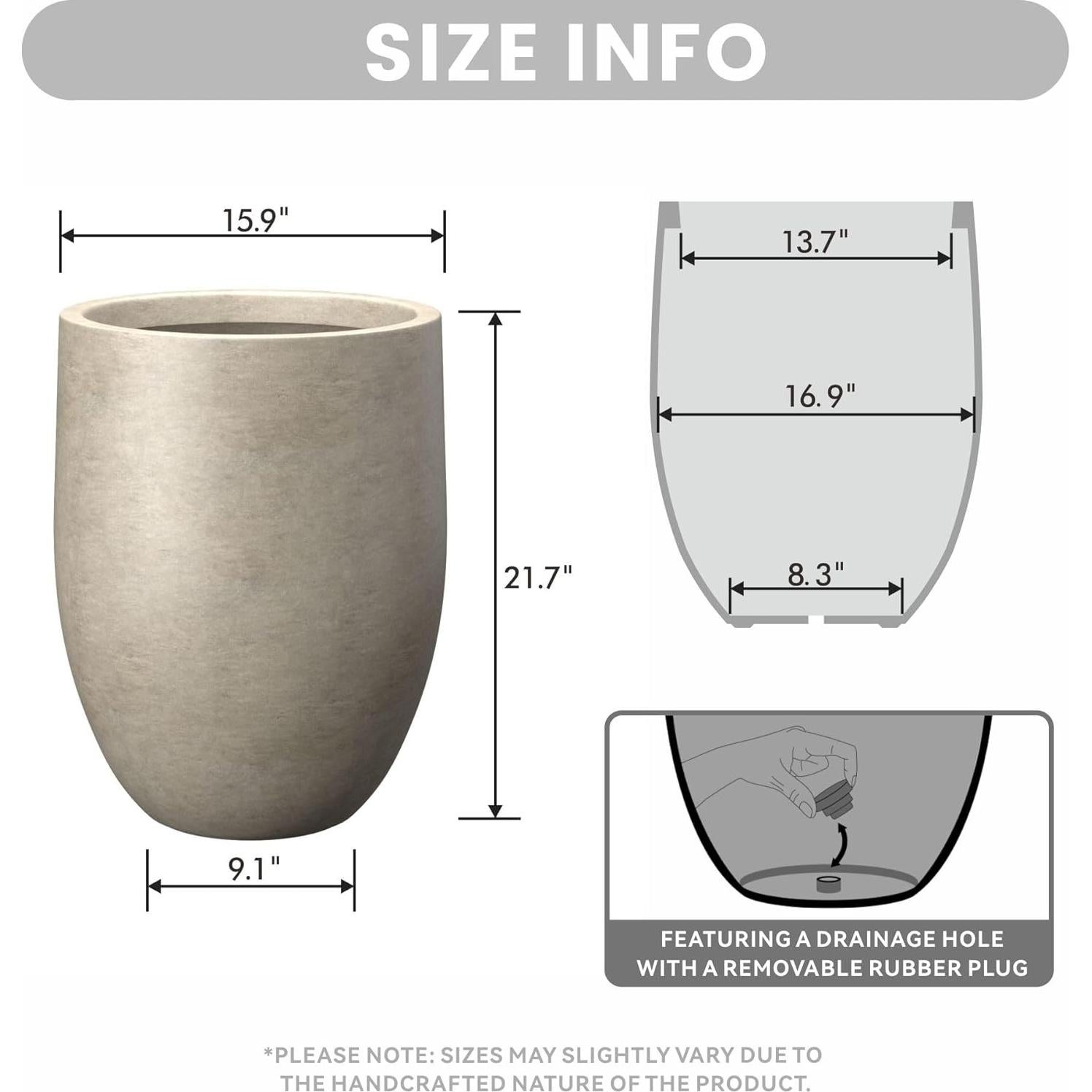 Maceta de Concreto Kante 55 cm Redonda con Drenaje - Moderna