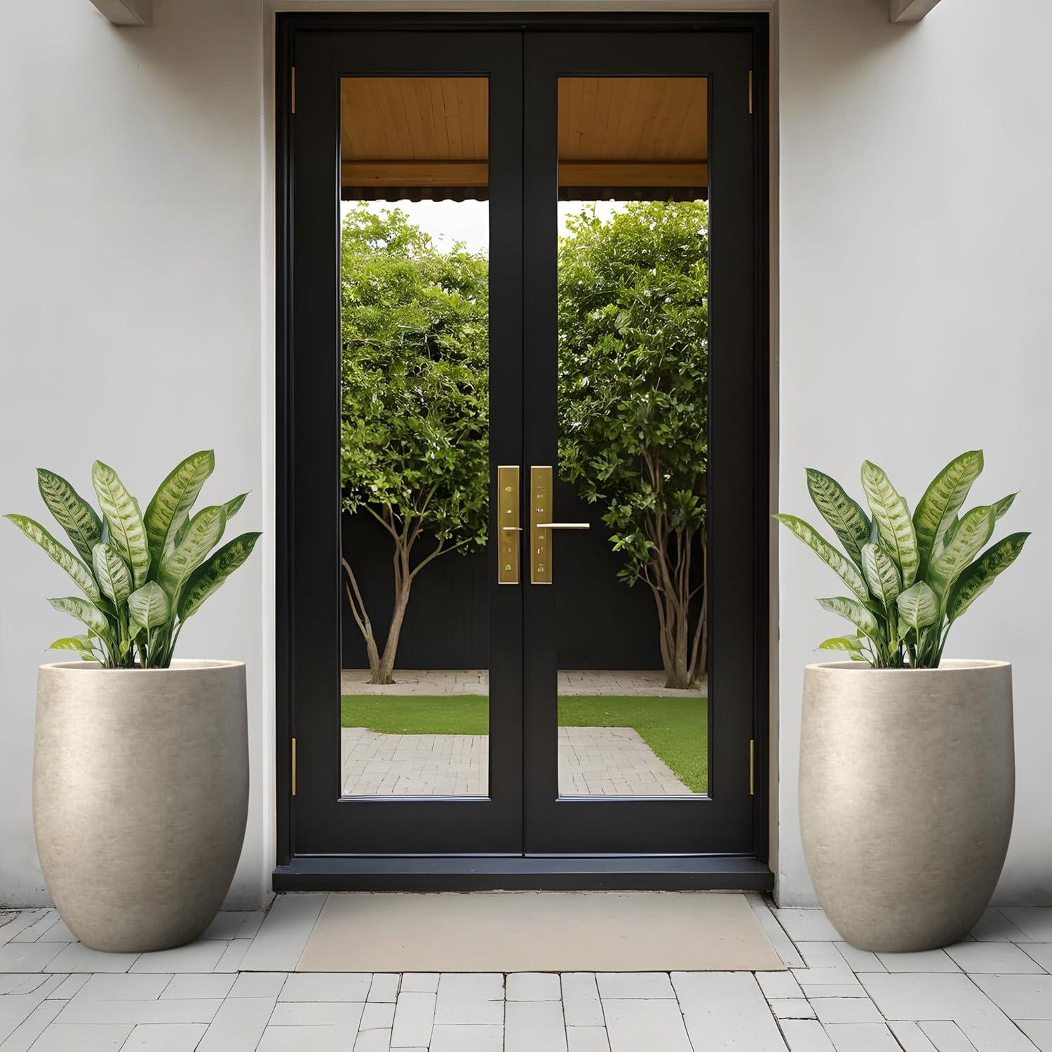 Maceta de Concreto Kante 55 cm Redonda con Drenaje - Moderna