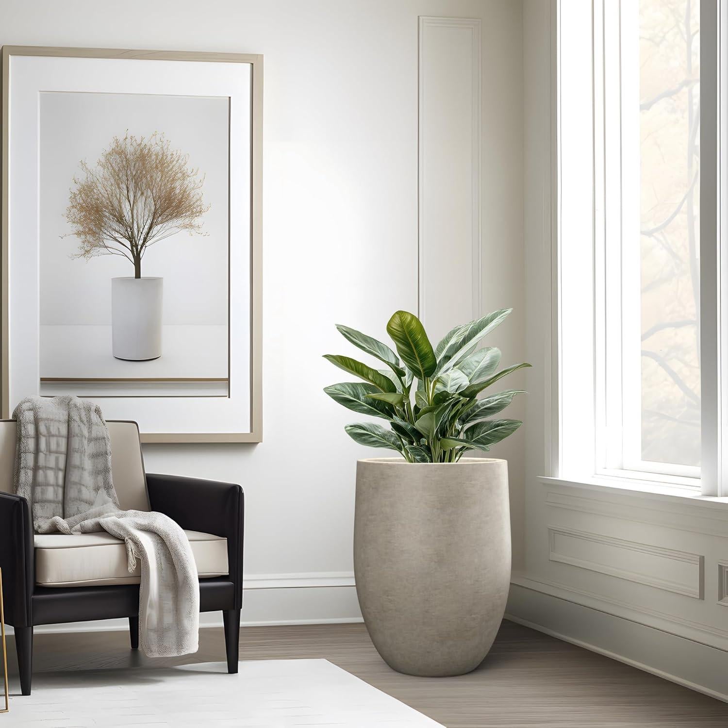 Maceta de Concreto Kante 55 cm Redonda con Drenaje - Moderna