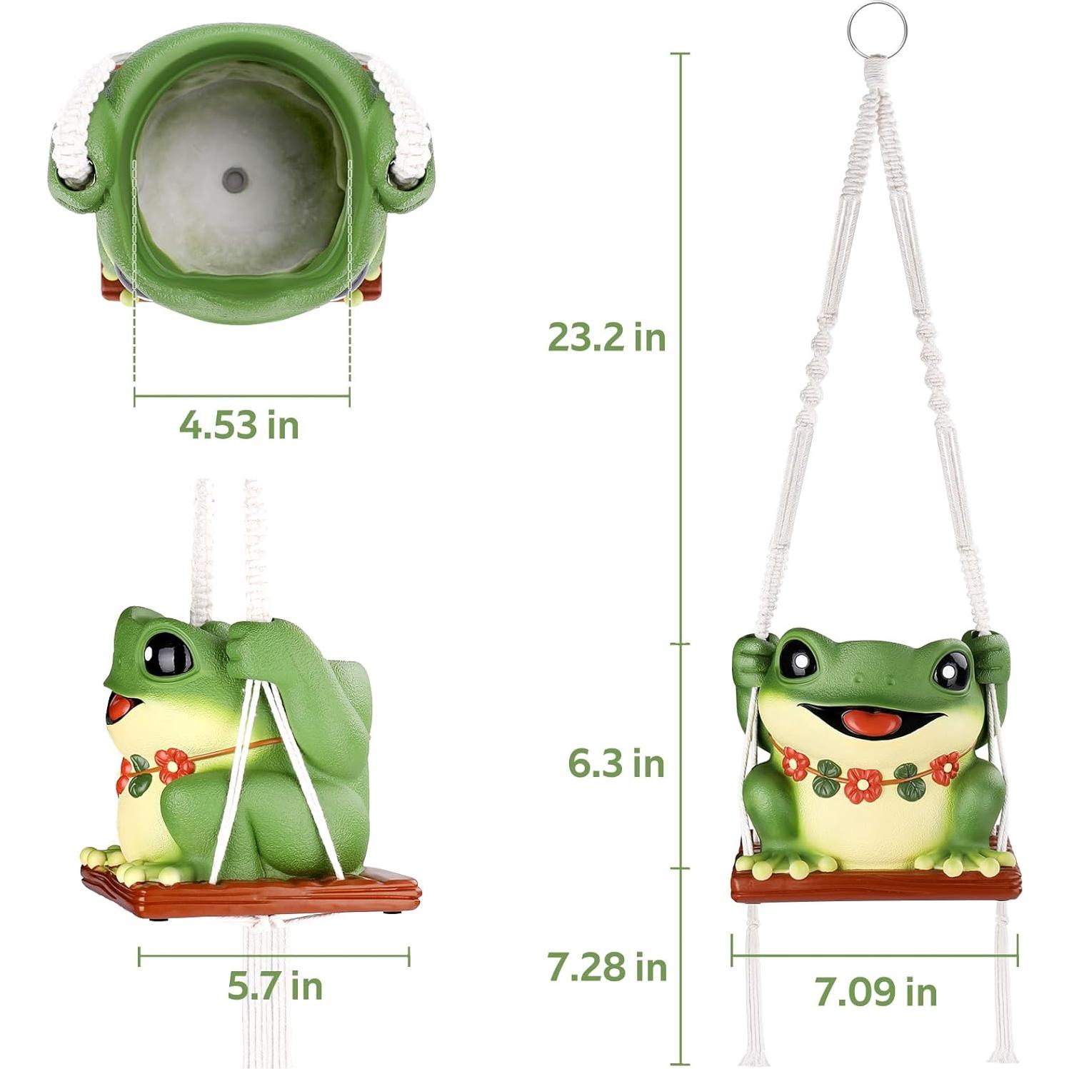 Maceta Colgante de Rana GUGUGO con Drenaje 12.7 cm Verde