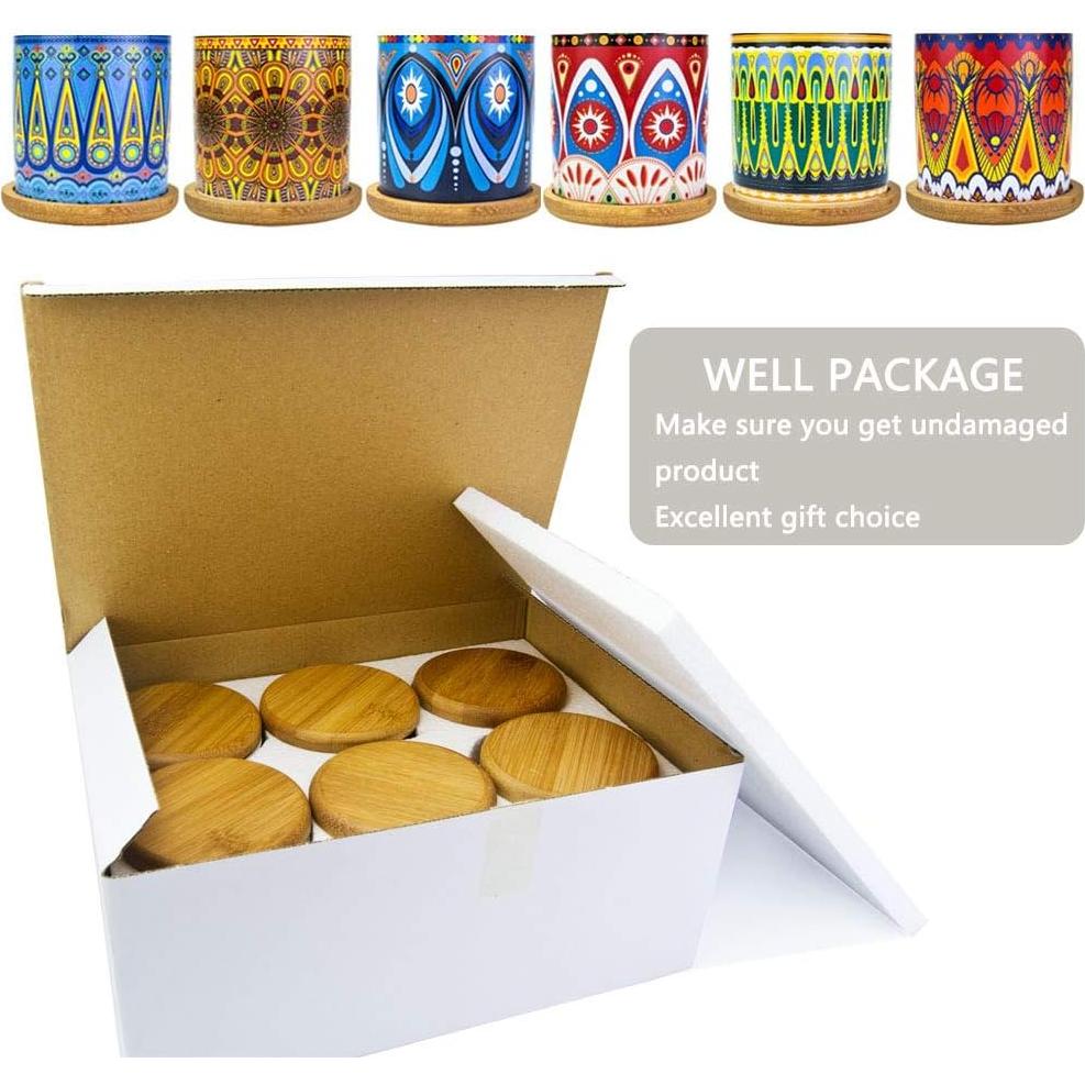 Macetas de Suculentas Mandala Ascrafter - Paquete de 6 con Drenaje