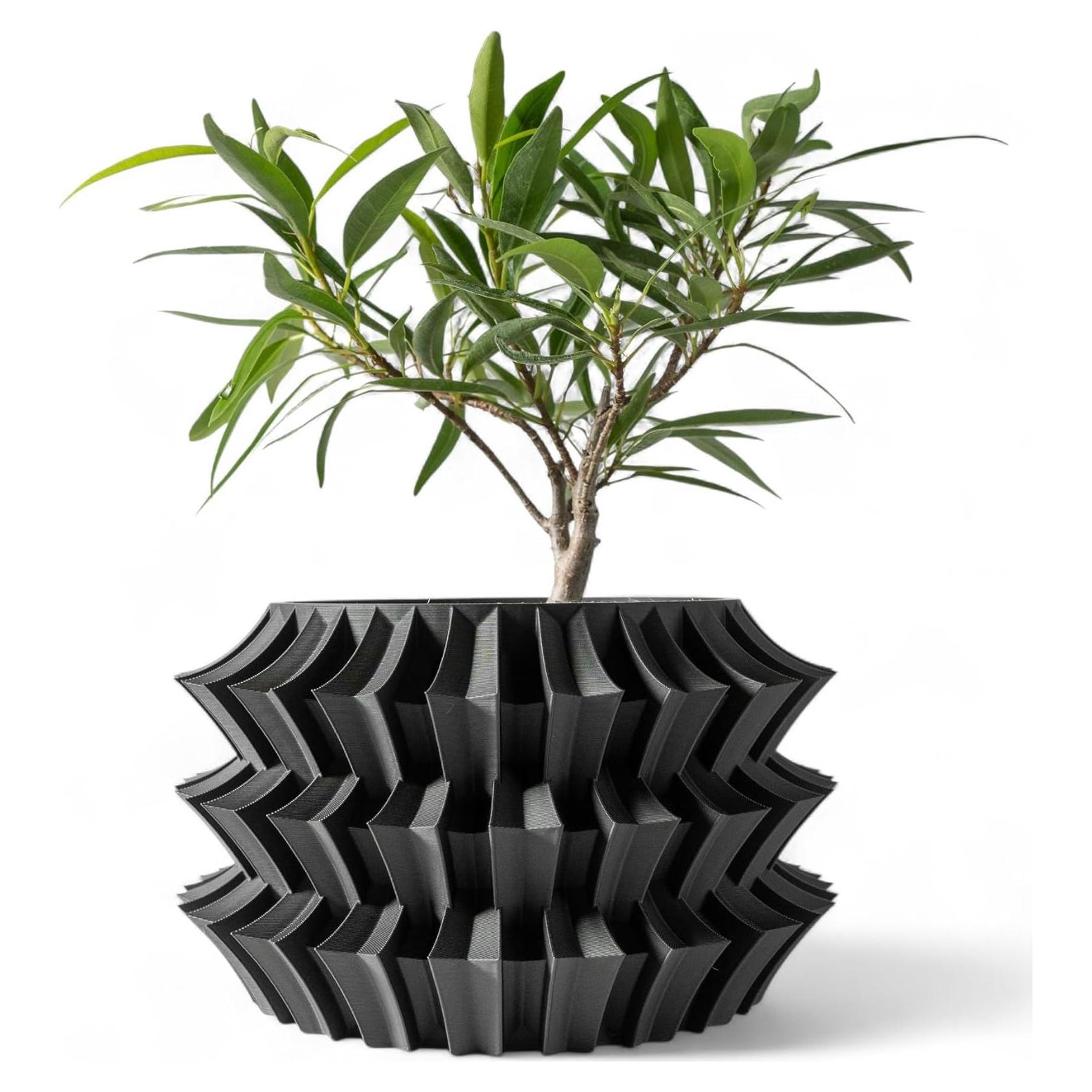 Maceta Moderna Galería de Goteo Shogun 15.24 cm Negro