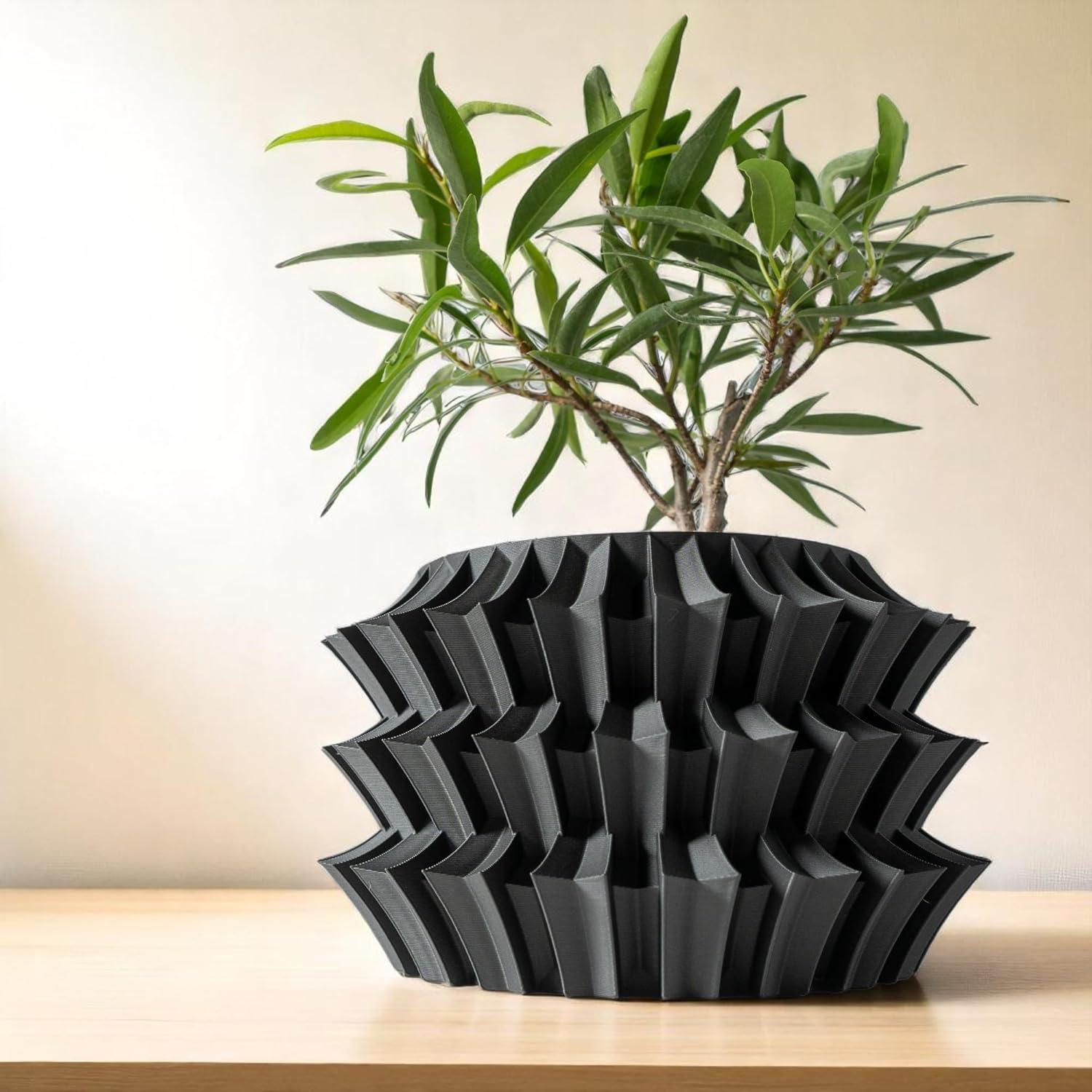 Maceta Moderna Galería de Goteo Shogun 15.24 cm Negro