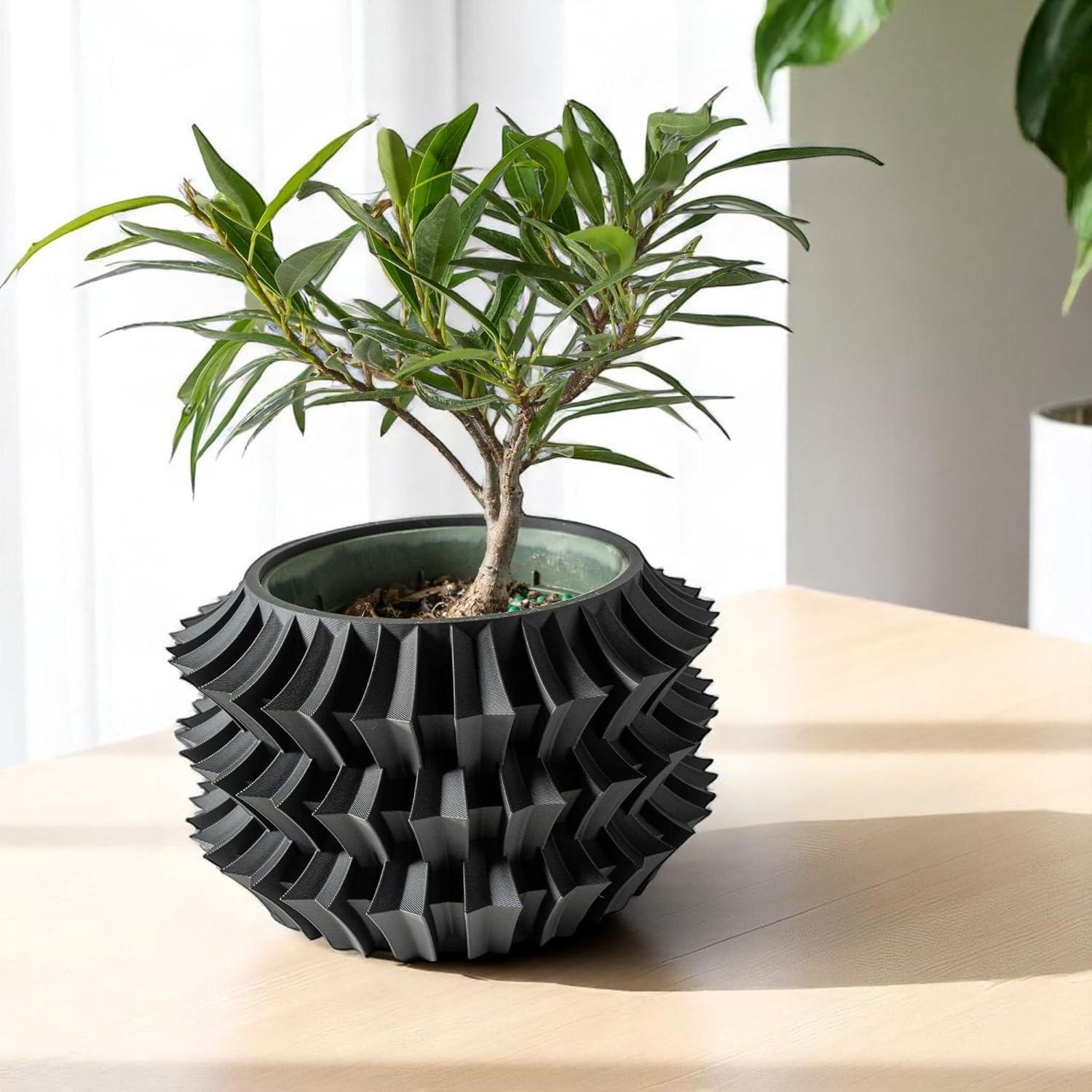 Maceta Moderna Galería de Goteo Shogun 15.24 cm Negro