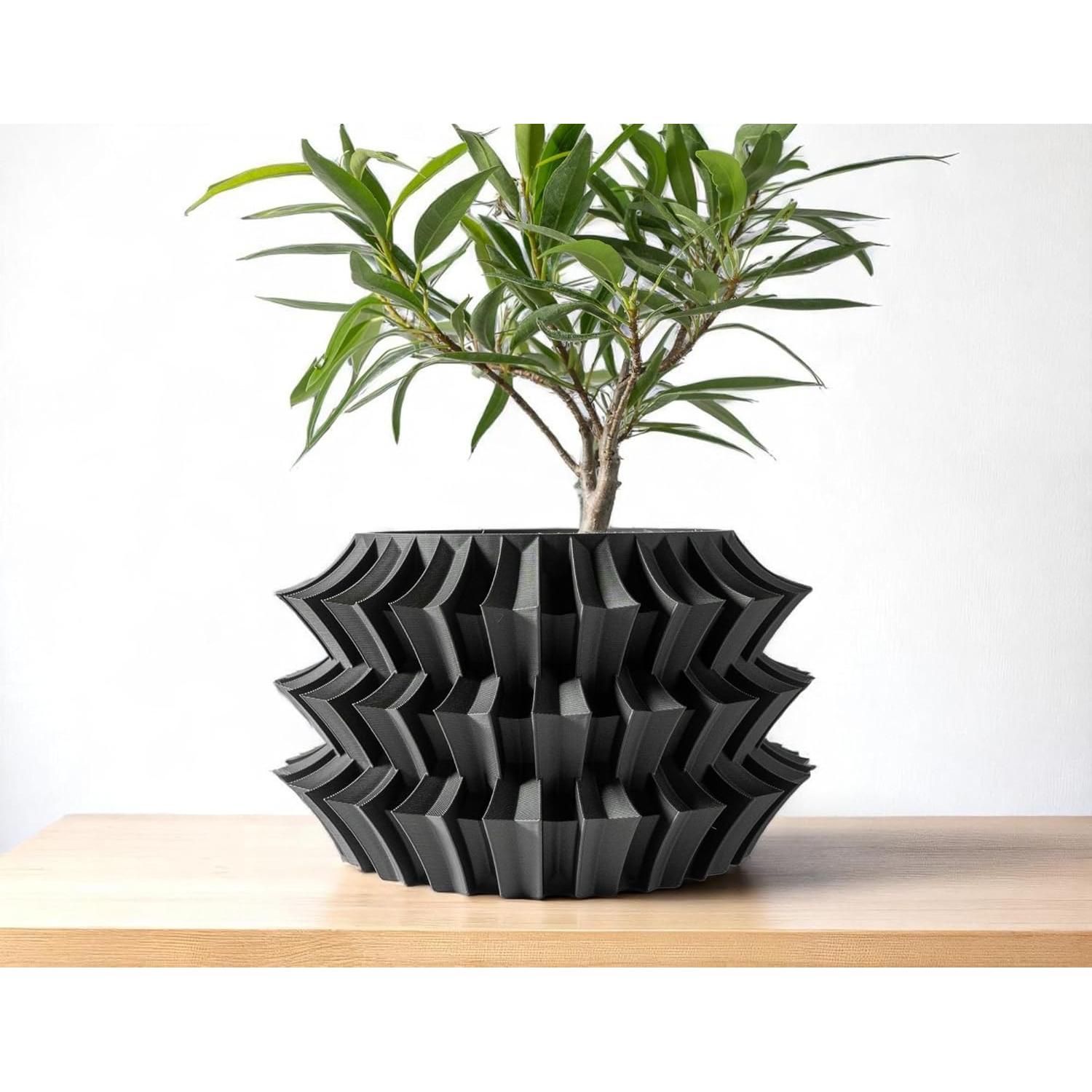 Maceta Moderna Galería de Goteo Shogun 15.24 cm Negro