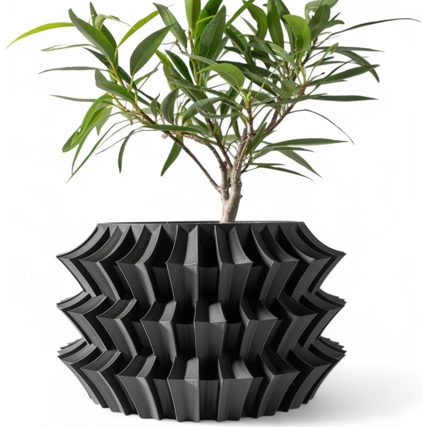 Maceta Moderna Galería de Goteo Shogun 15.24 cm Negro