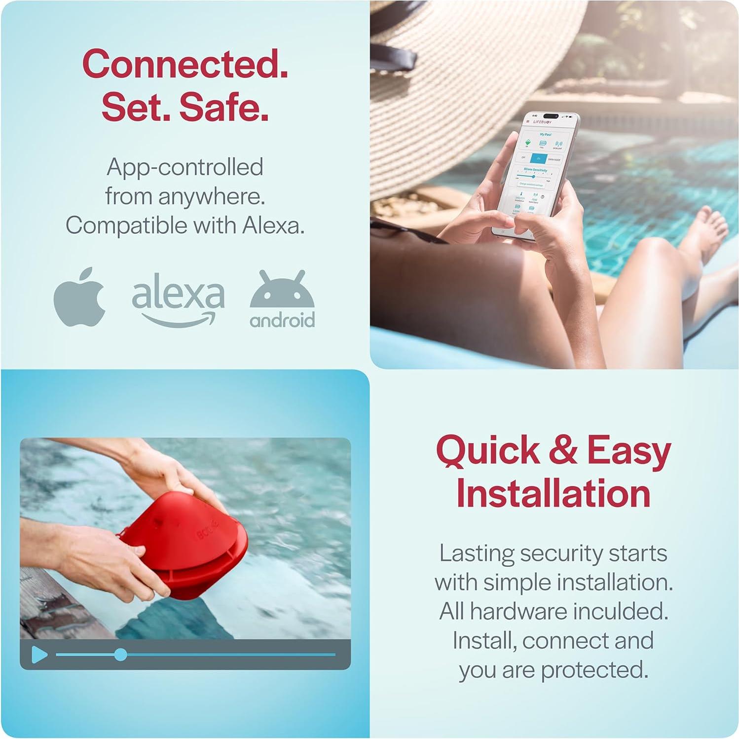 Alarma de Piscina BCONE® Lifebuoy® con Control por Voz y Wi-Fi