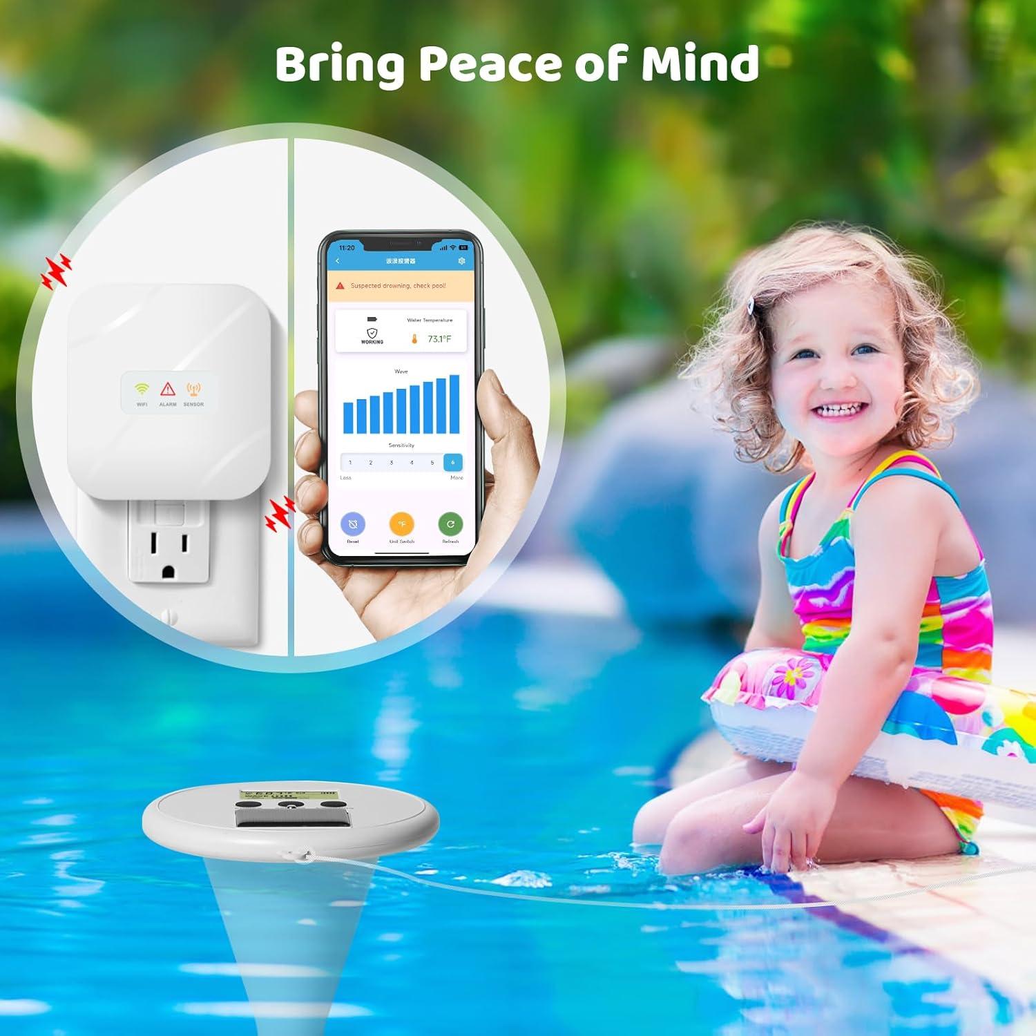 Alarma de piscina WiFi Zuomeng ZM-149, solar, control remoto