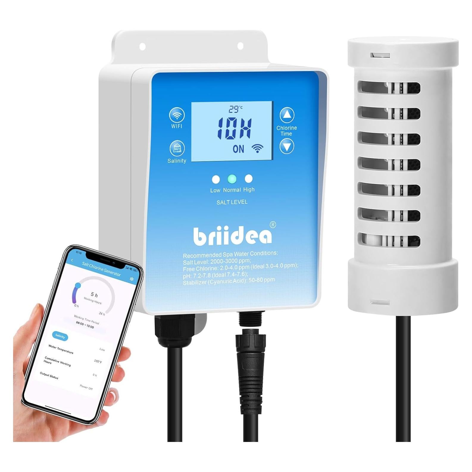 Generador de Cloro por Sal WiFi Briidea BR-157 para Spa 7570L