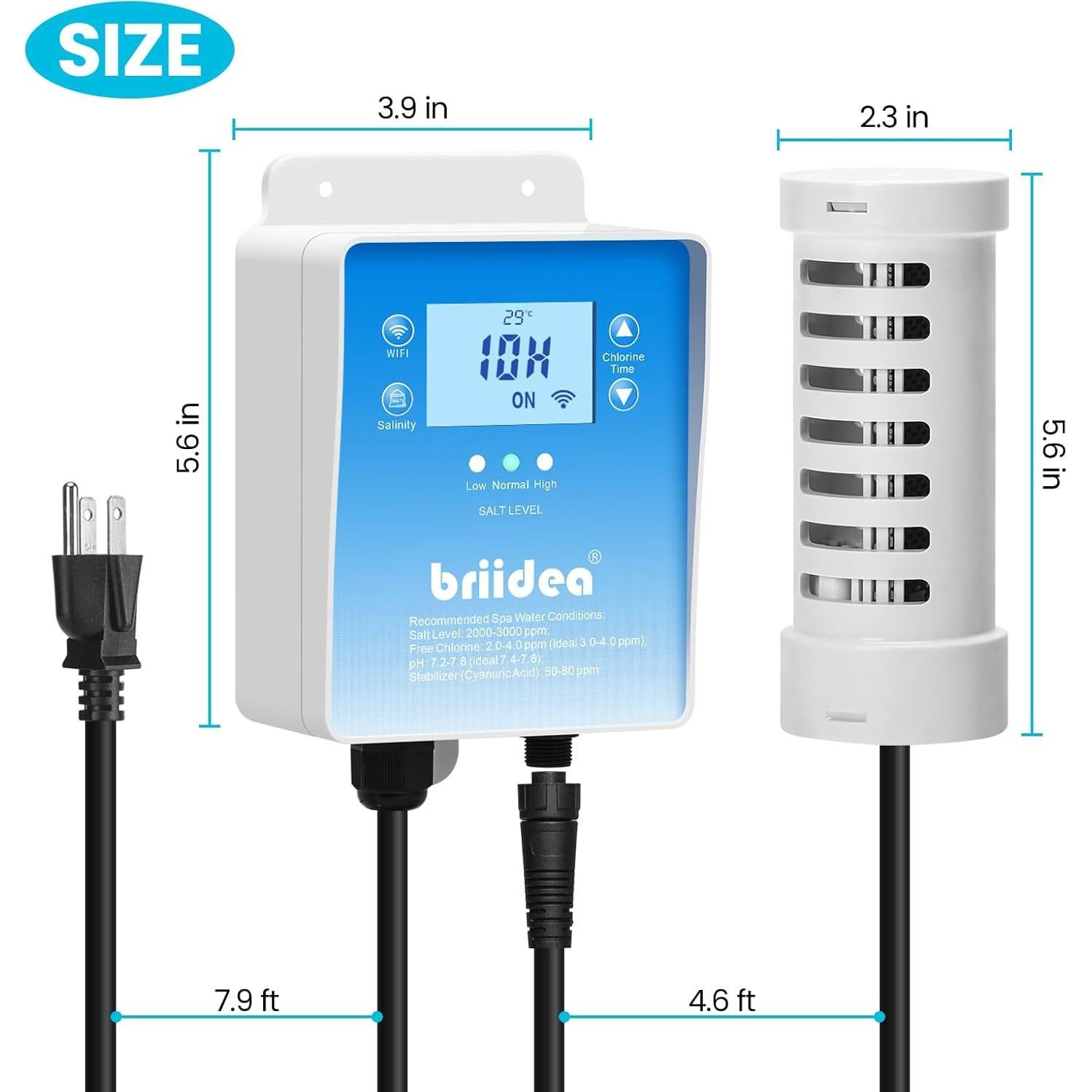 Generador de Cloro por Sal WiFi Briidea BR-157 para Spa 7570L