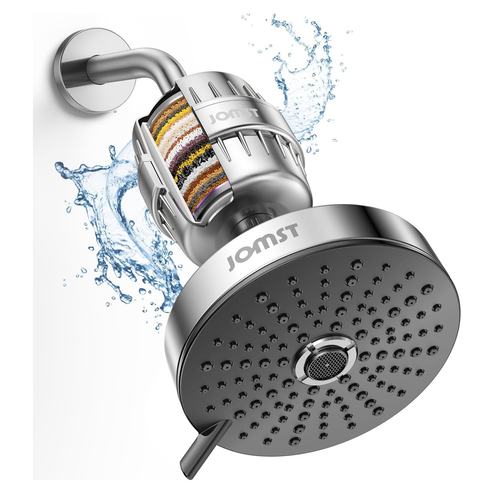 Cabezal de Ducha Jomst Cromado con Filtro Anti-Cloro 25 Etapas