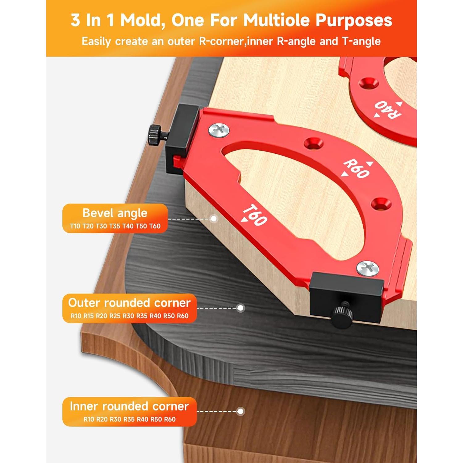 Plantilla de Radio de Esquina TANYO 7 Piezas Aluminio 18 Tamaños