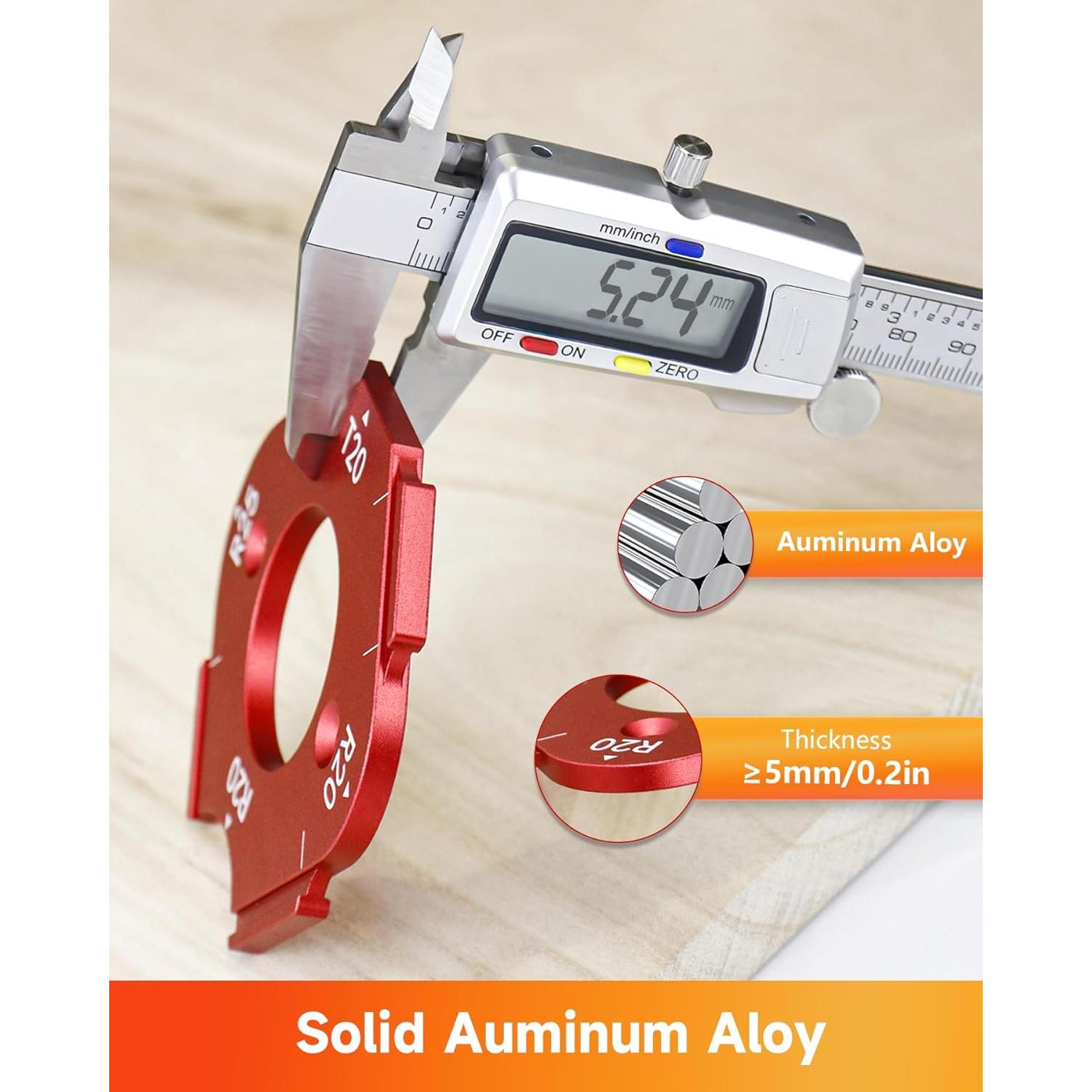 Plantilla de Radio de Esquina TANYO 7 Piezas Aluminio 18 Tamaños