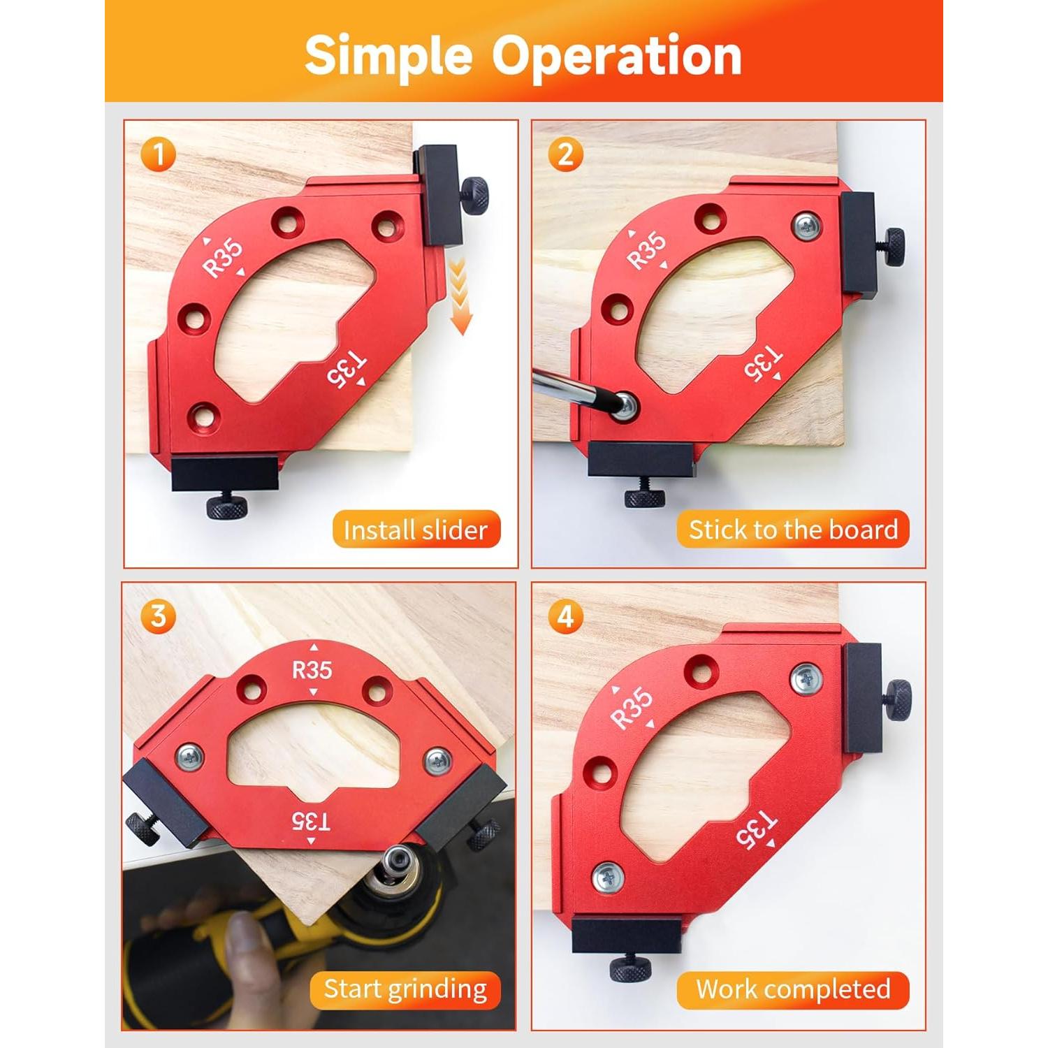 Plantilla de Radio de Esquina TANYO 7 Piezas Aluminio 18 Tamaños