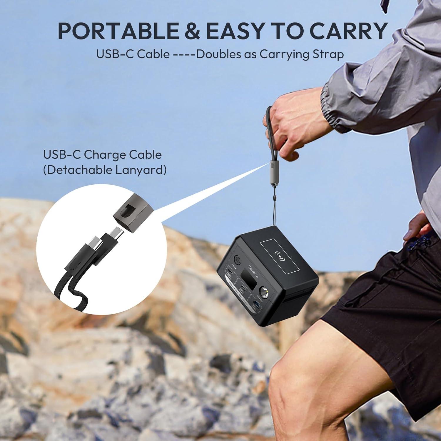 Estación de Energía Solar Portátil ZeroKor 100W con Panel 40W