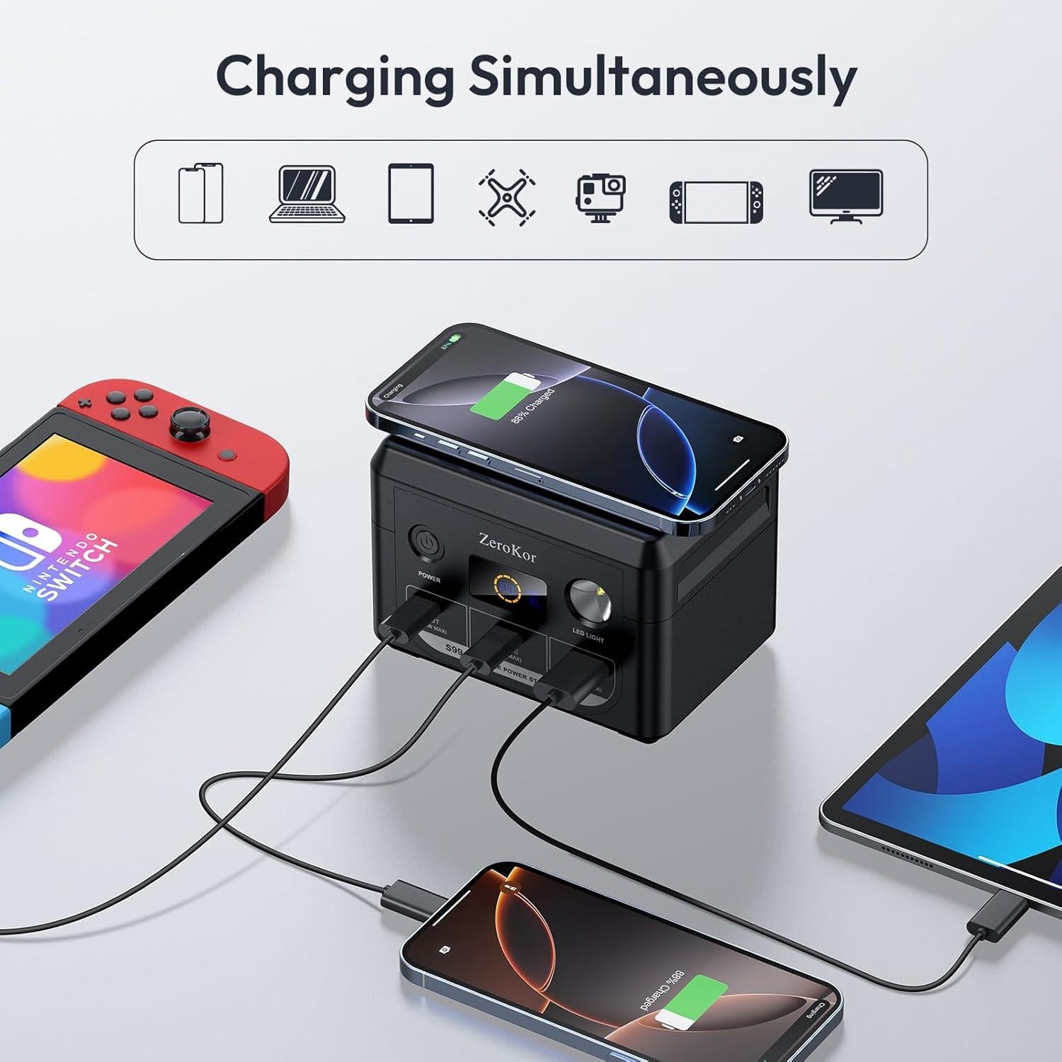 Estación de Energía Solar Portátil ZeroKor 100W con Panel 40W