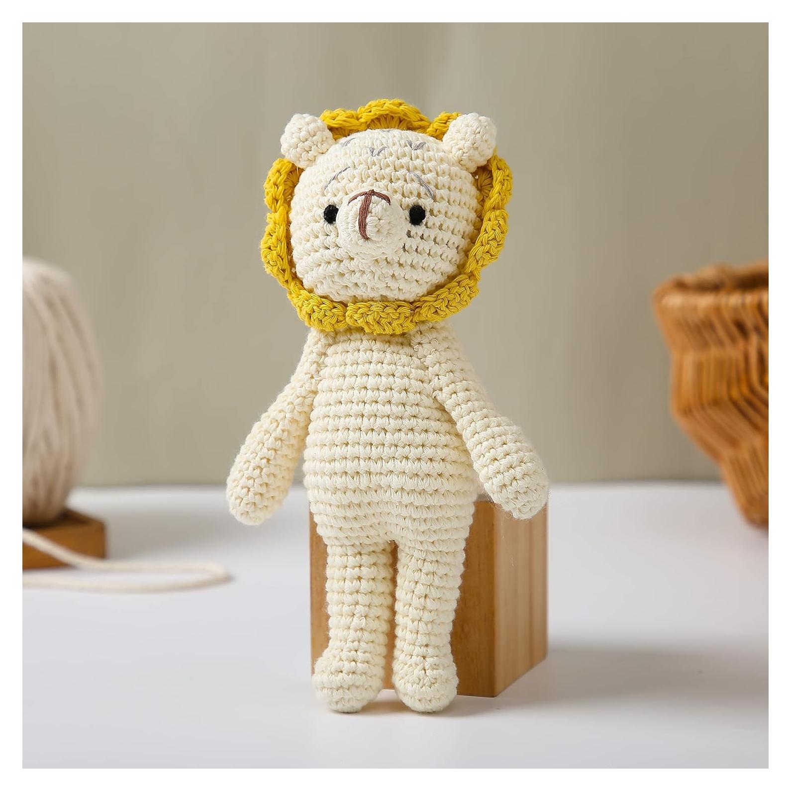 Animal de Peluche de Crochet Natural Let's Make León 18.5 cm