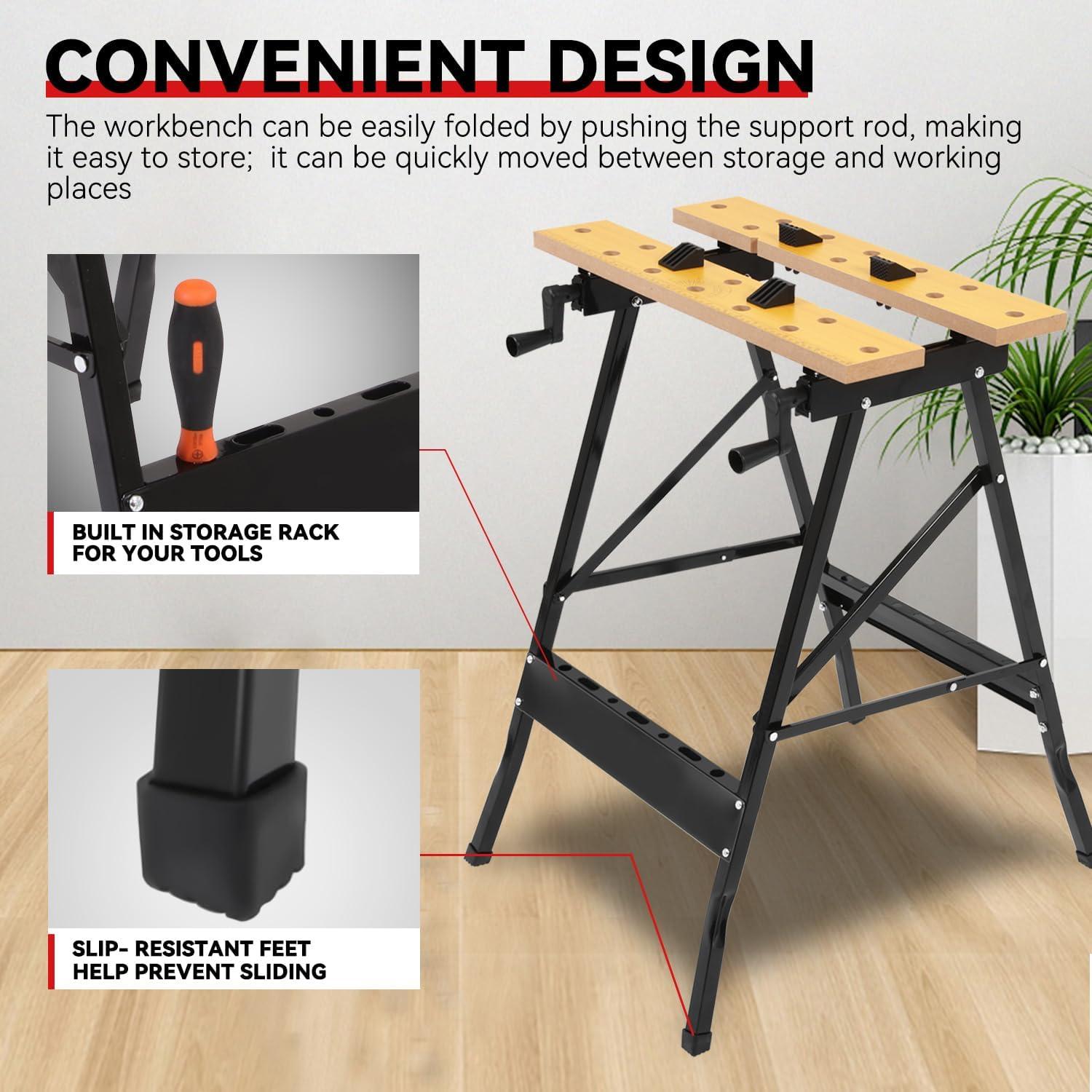 Banco de Trabajo Plegable Auto Dynasty 100 kg Ajustable 20-30 cm