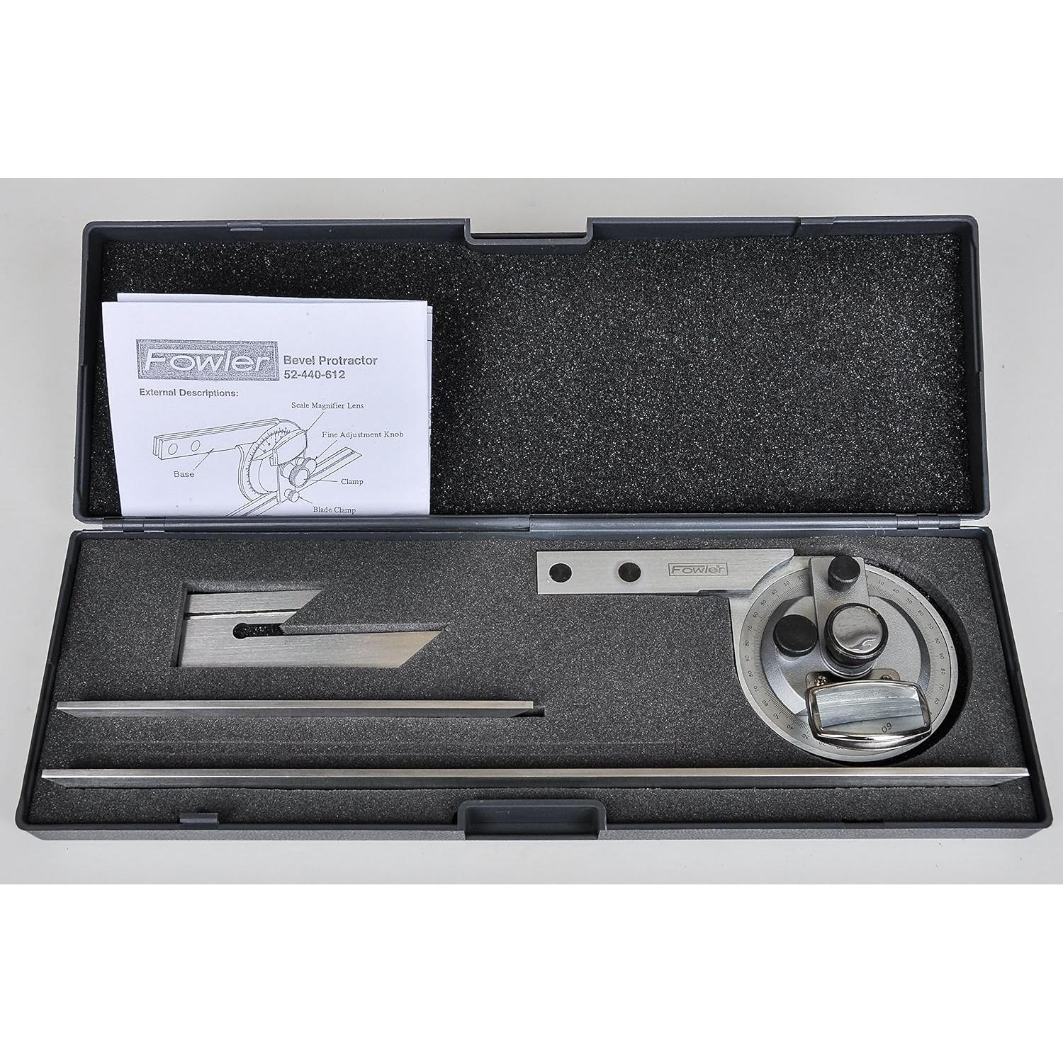 Transportador de Ángulo Universal Fowler 52-440-612 con Cuchillas de 15 y 30 cm