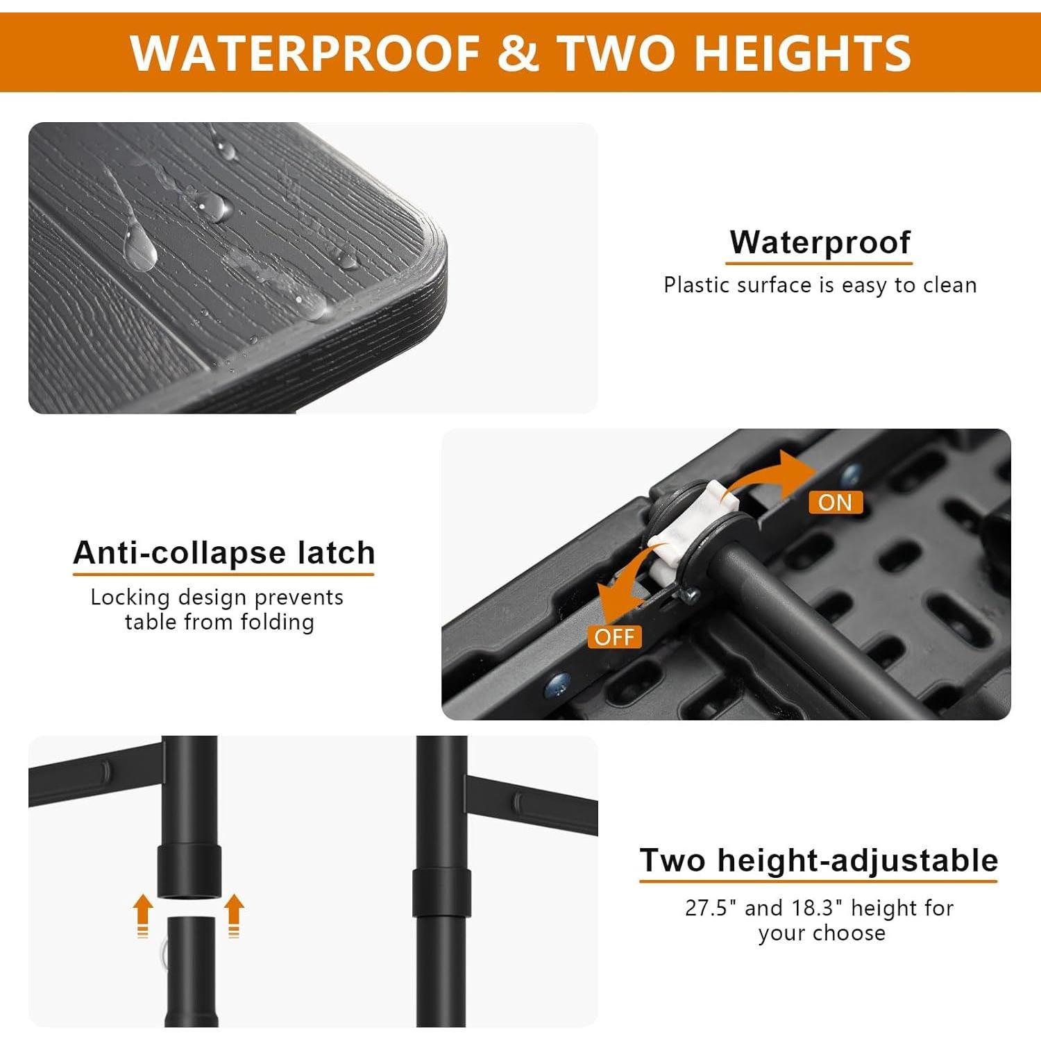 Mesa Plegable Hsundries 4FT Negra con Superficie de Madera