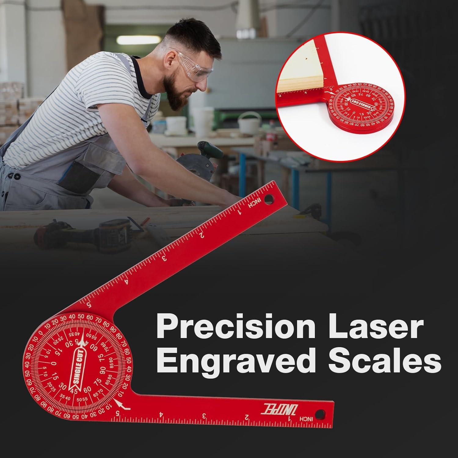 Transportador de Inglete de Aluminio UNIPEC 18.5 cm con Escalas Láser