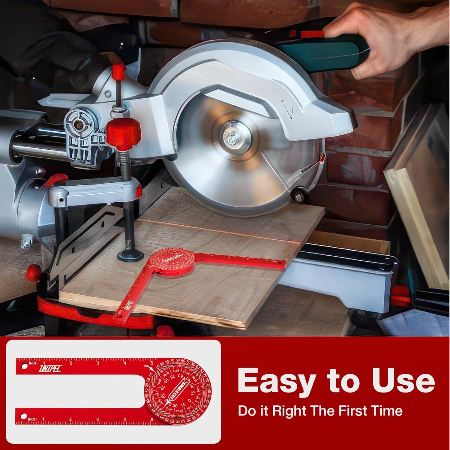 Transportador de Inglete de Aluminio UNIPEC 18.5 cm con Escalas Láser