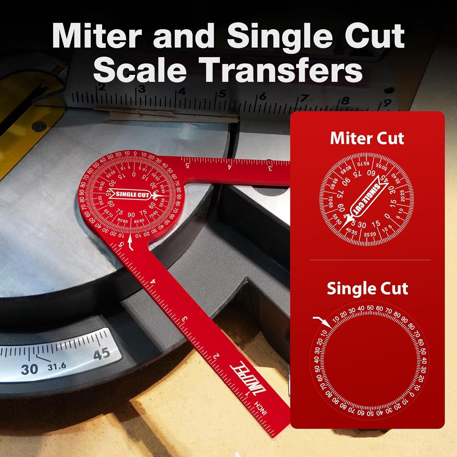 Transportador de Inglete de Aluminio UNIPEC 18.5 cm con Escalas Láser