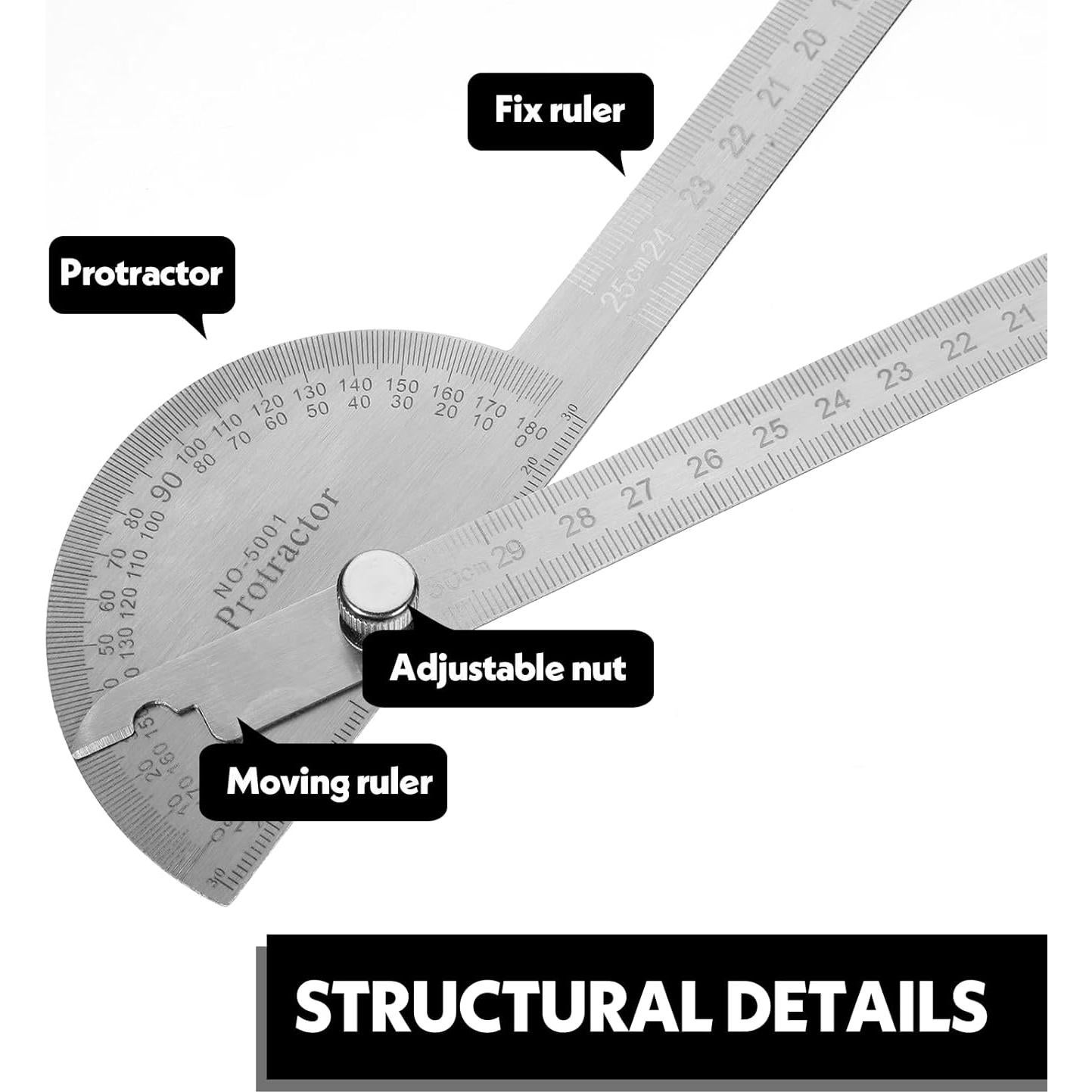 Transportador de Ángulo Ajustable 30 cm Acero Inoxidable FdcLixuvol